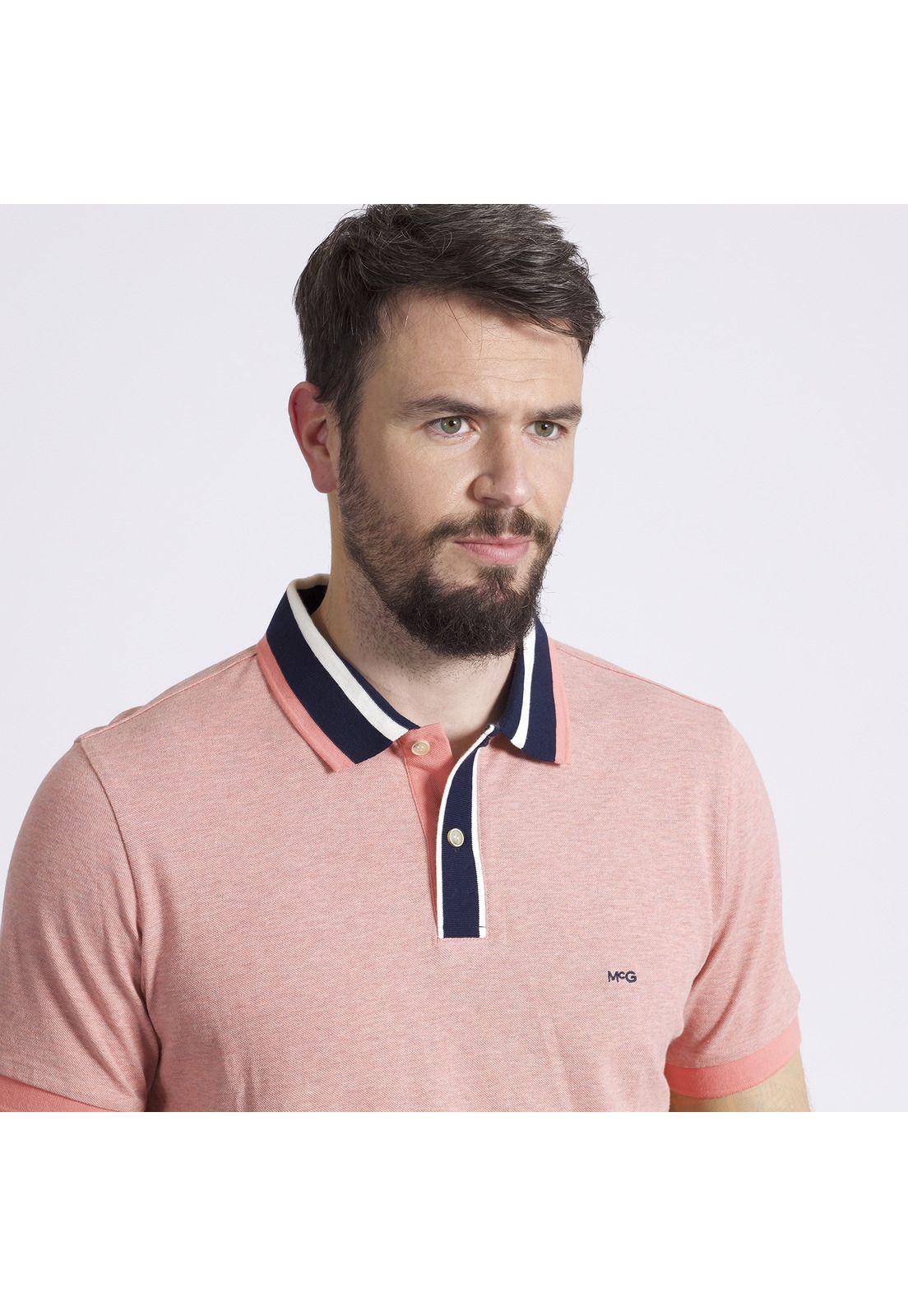 Polera Manga Corta Piqué Regular Fit Melange Naranja-3