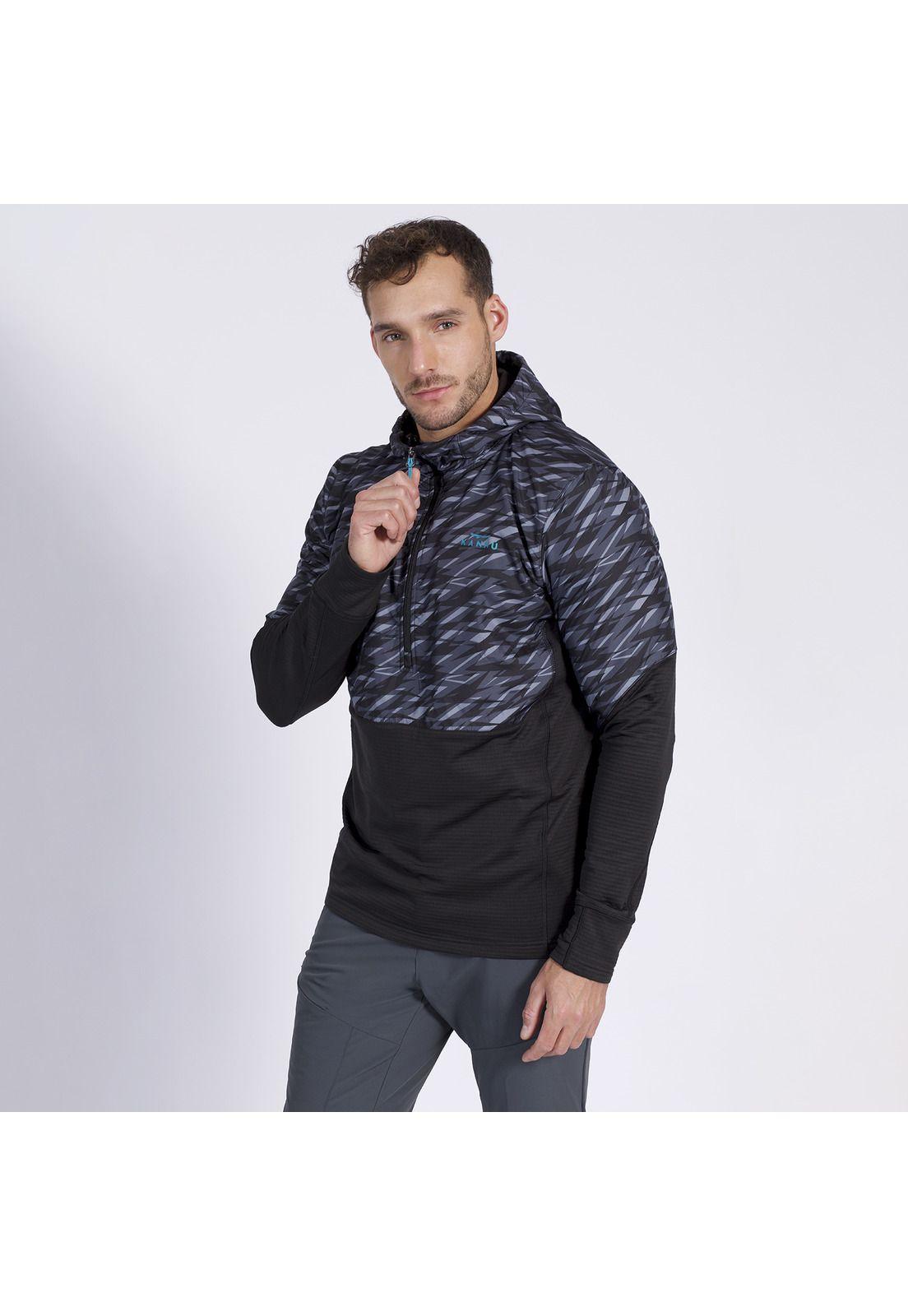 Polar Trail Running Half Zipper Print Hombre Negro-1