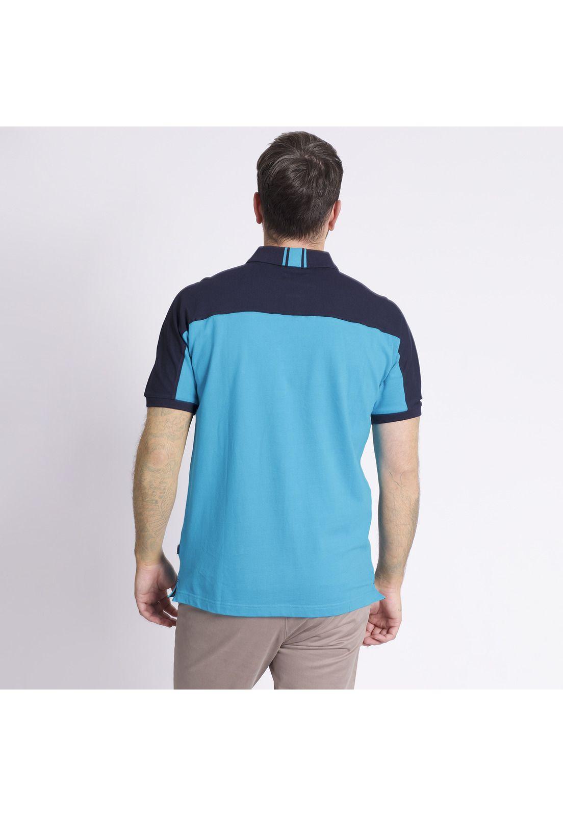 Polera Manga Corta Piqué Comfort Fit Bicolor Azul-0