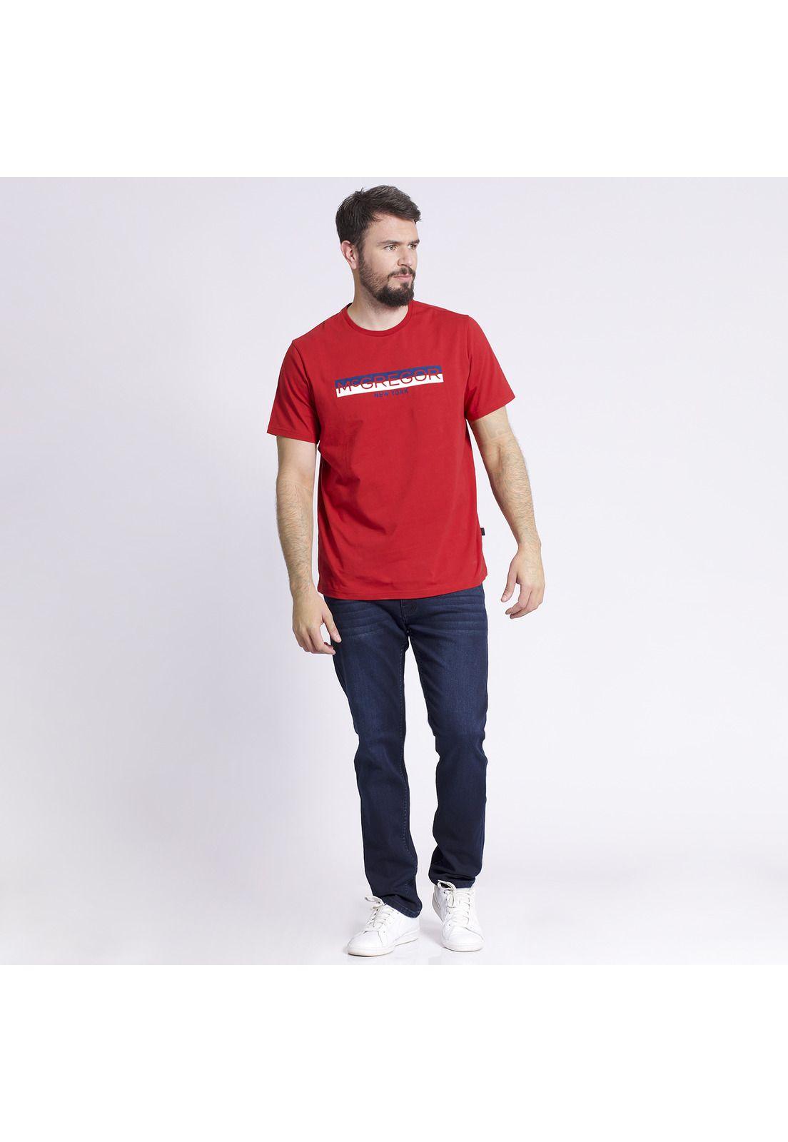 Polera Manga Corta Estampado Texturado Regular Fit Jersey Rojo-0