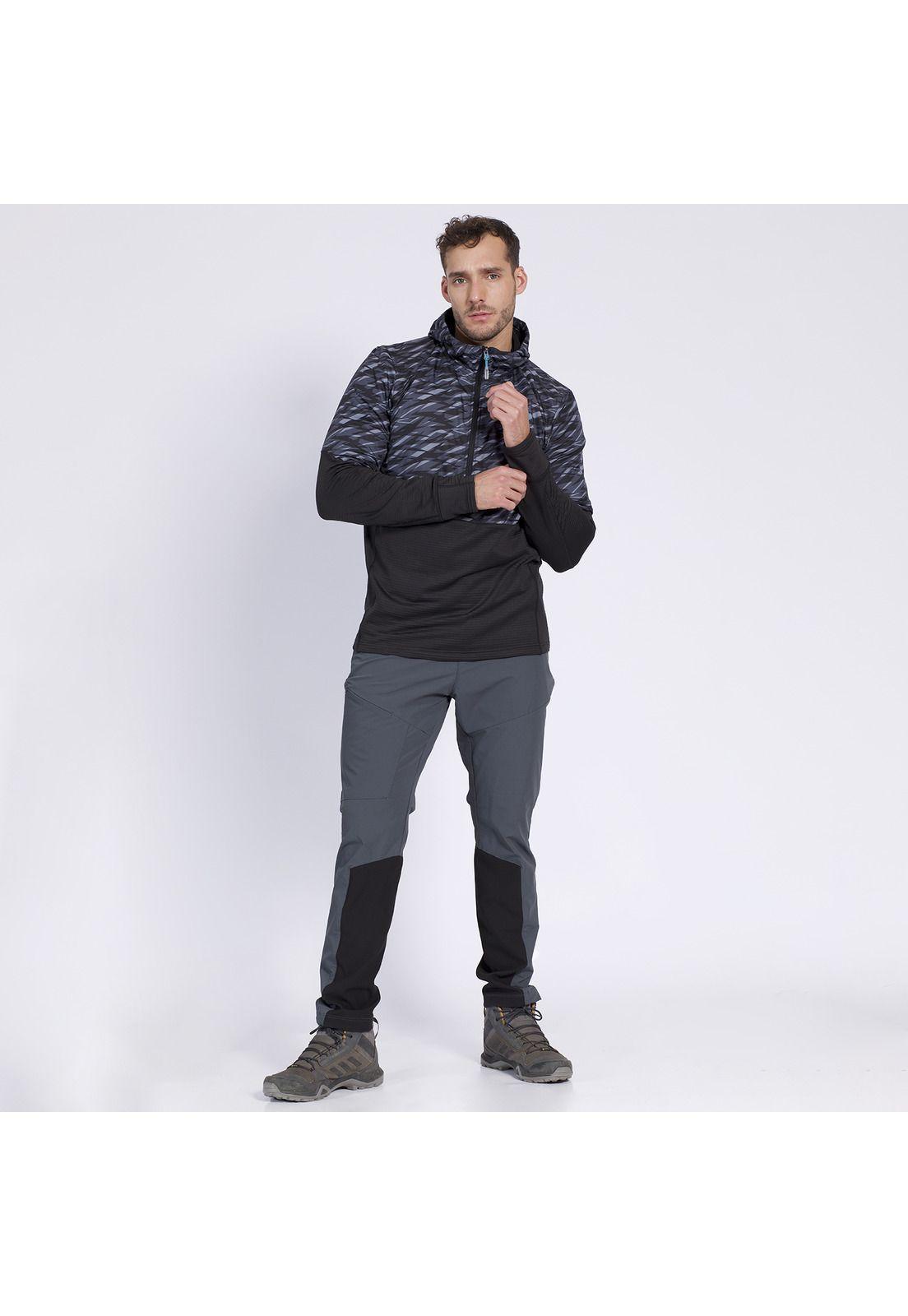 Polar Trail Running Half Zipper Print Hombre Negro-2