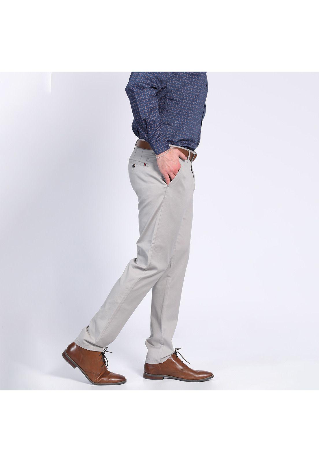 Pantalón Gabardina Spandex Frente Plano Slim Fit Gris-2