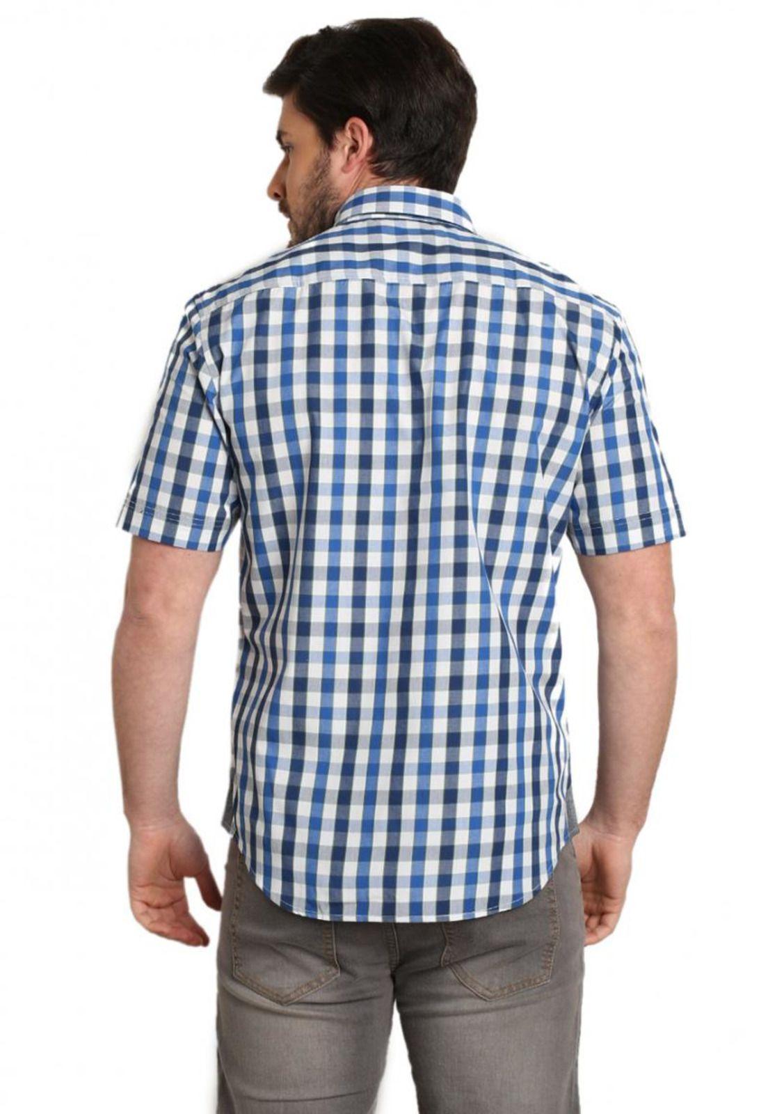 Camisa Cuello Americano Azul-2