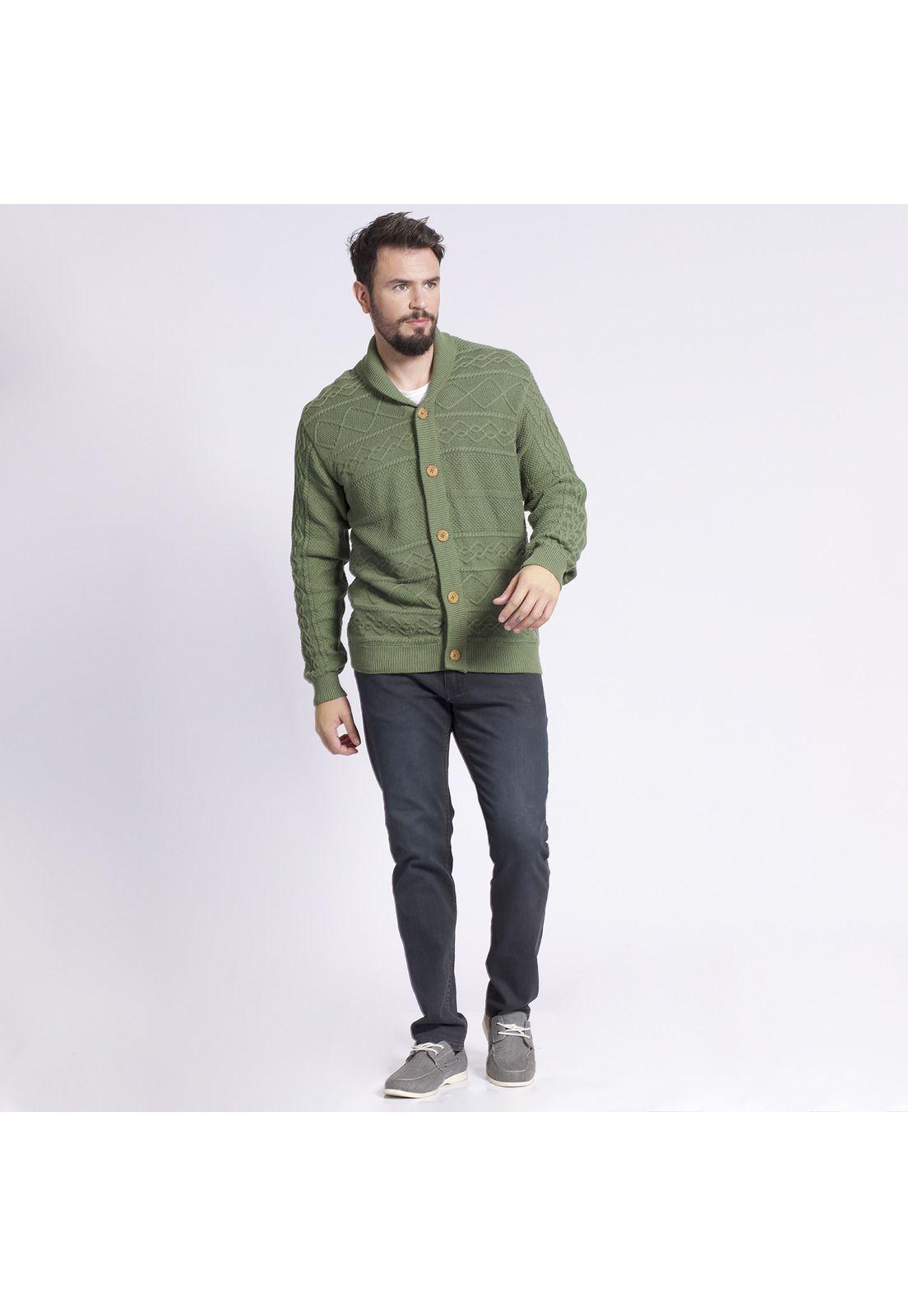 Cardigan Trenzado Verde musgo-0