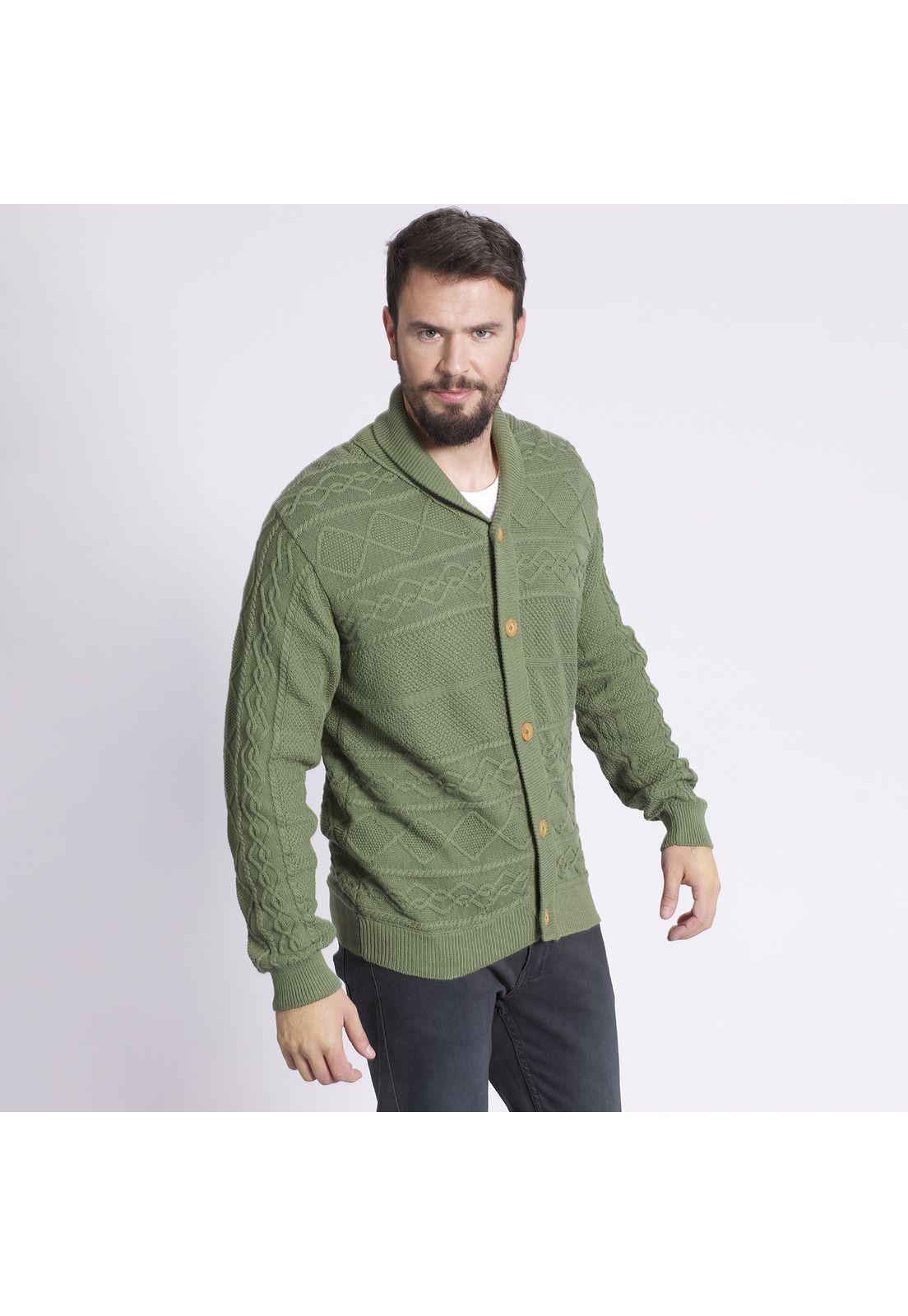 Cardigan Trenzado Verde musgo-1