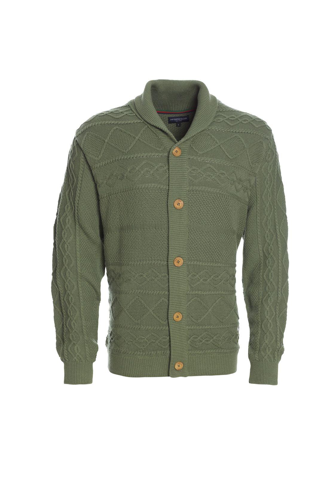 Cardigan Trenzado Verde musgo-3