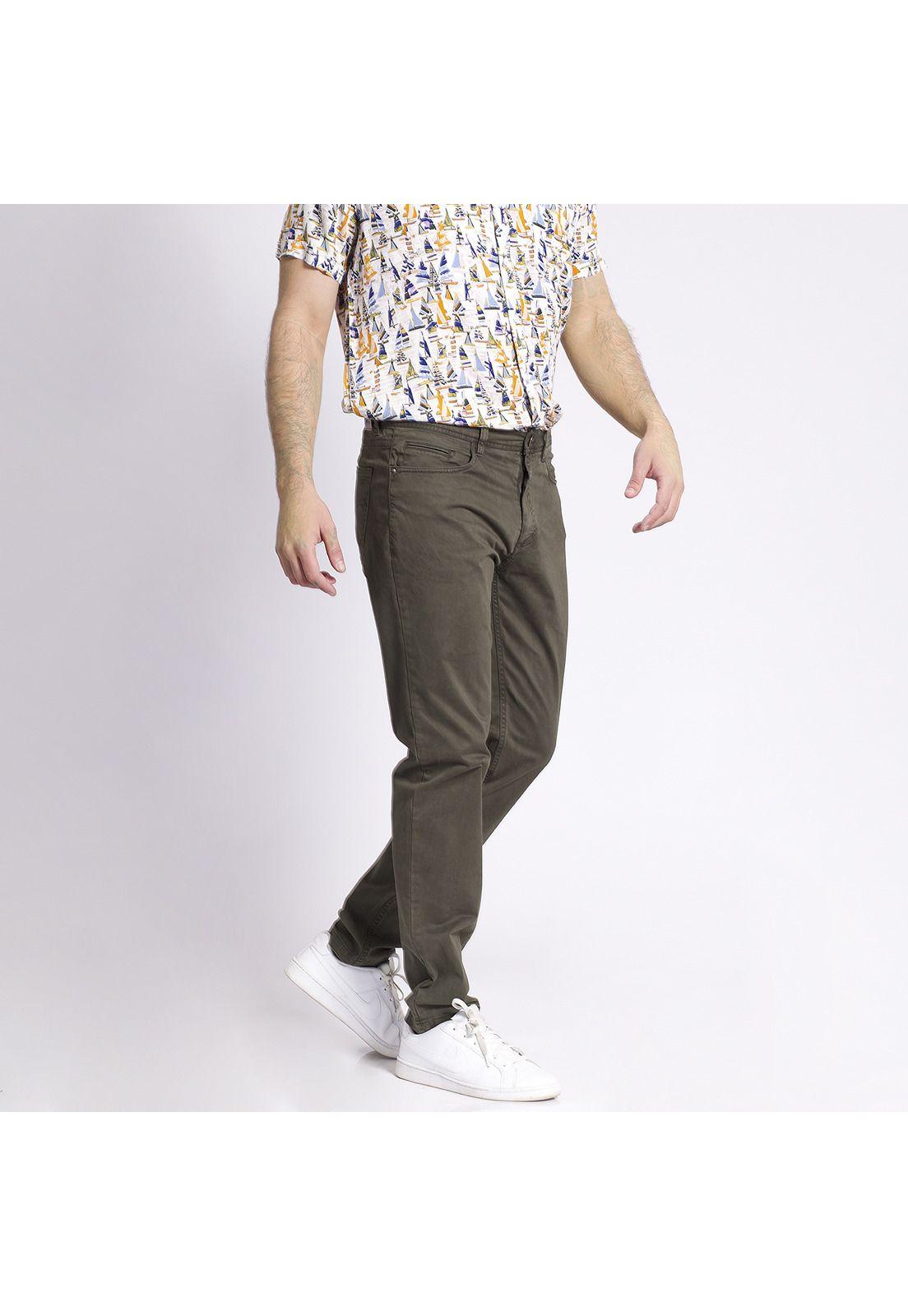 Pantalón Twill 5 Bolsillos Garment Dye Oliva claro-1