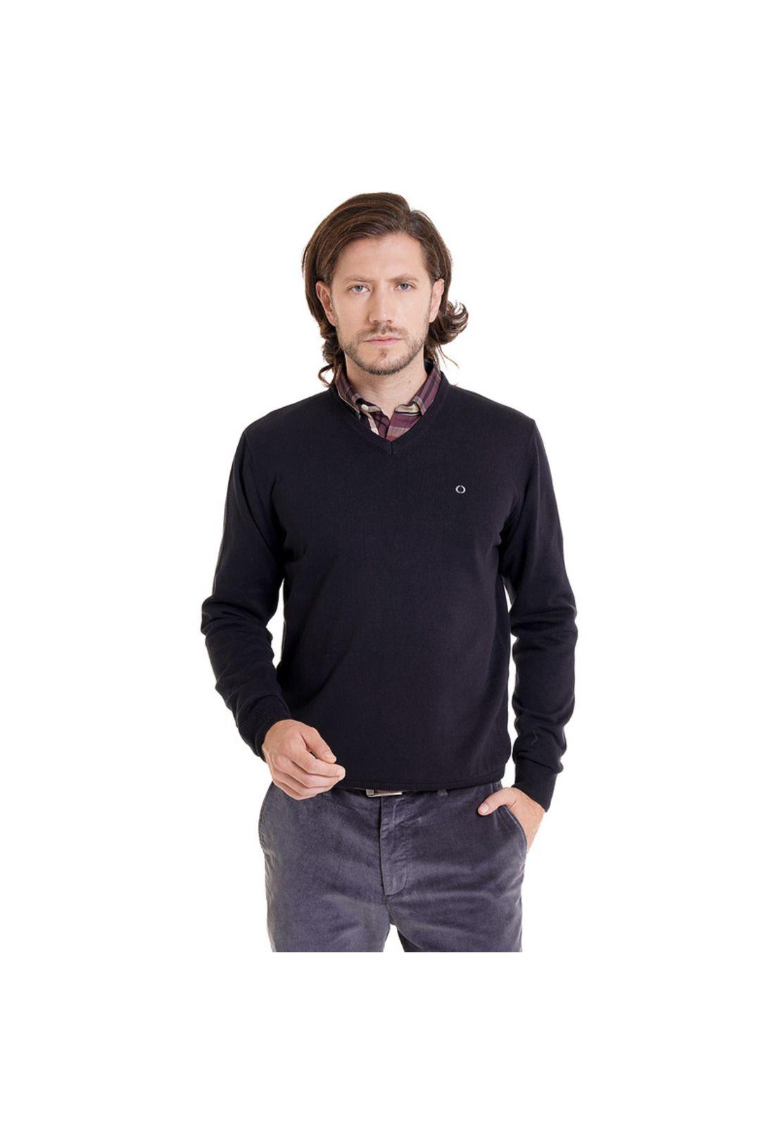 Sweater Cuello V Negro-0