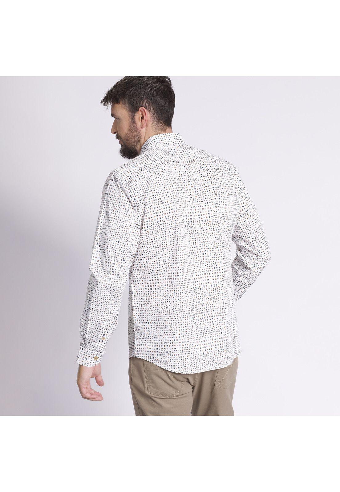 Camisa Manga Larga Estampada Comfort Tech Azul-3