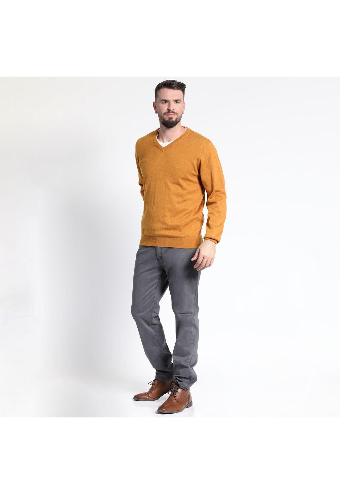 SWEATER MANGA LARGA MELANGE CUELLO V-0