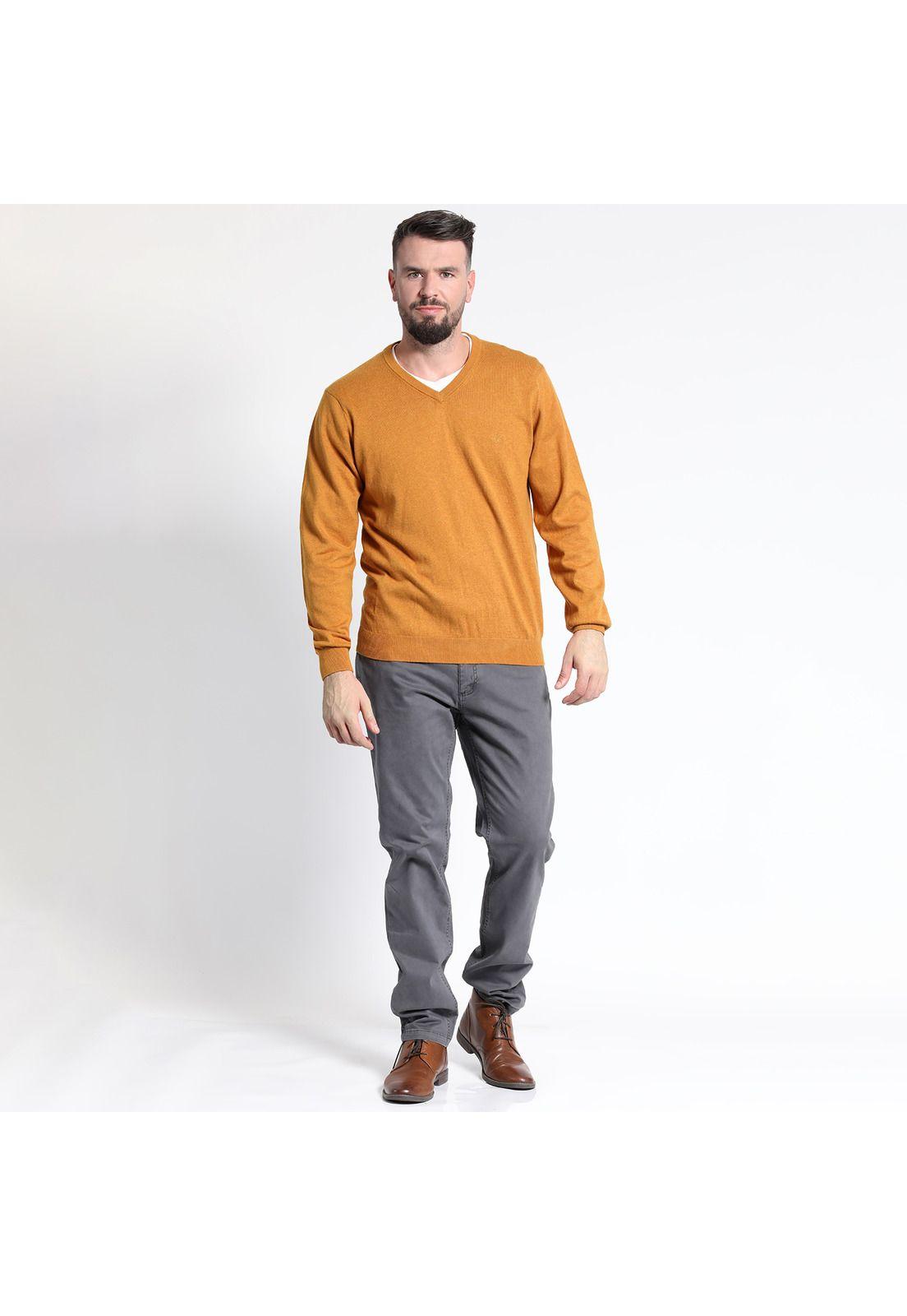 SWEATER MANGA LARGA MELANGE CUELLO V-2