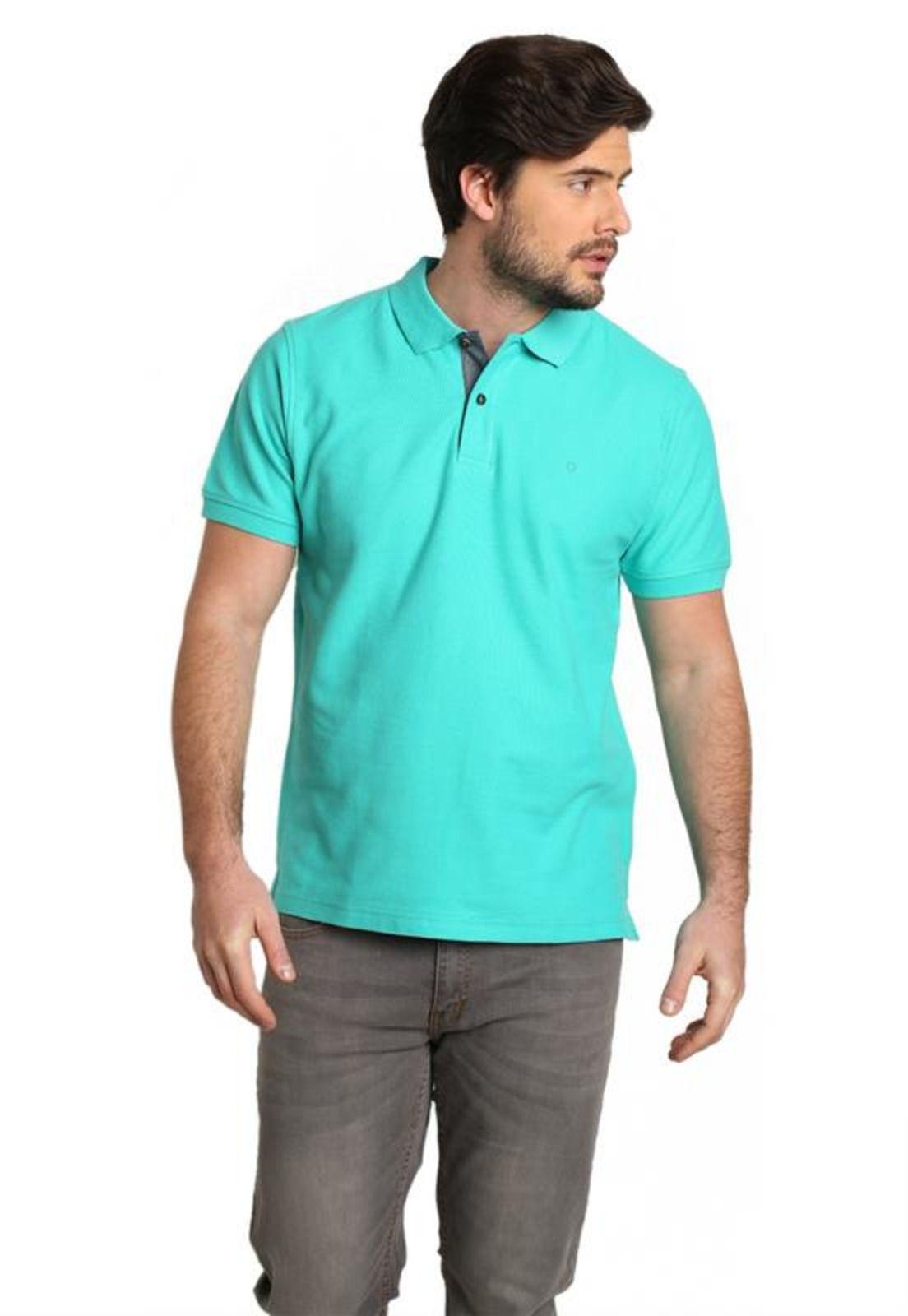 Polera Piqué Diseño En Cuello Verde Medio-0