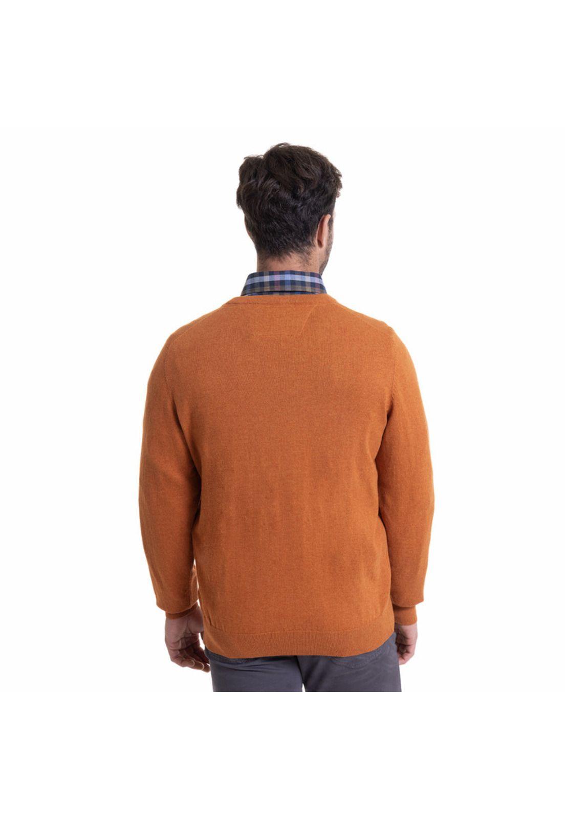 Sweater Cuello V Melange Ocre-1