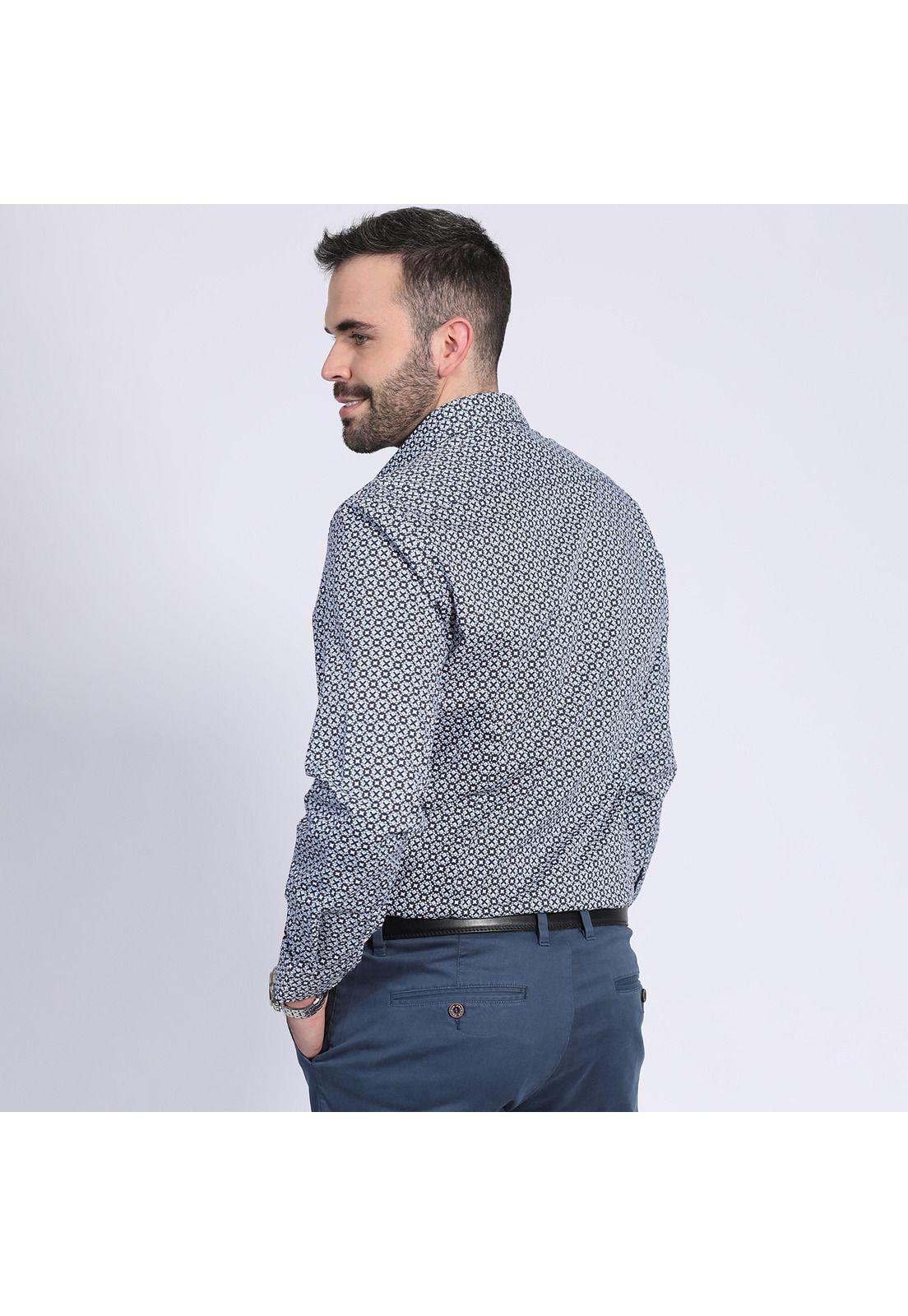 Camisa Estampado Geométrico Azul-1