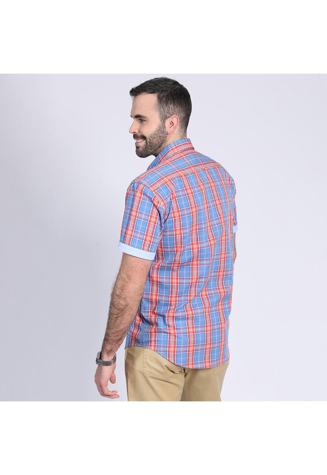 Camisa Cuadros Multicolor Celeste-1