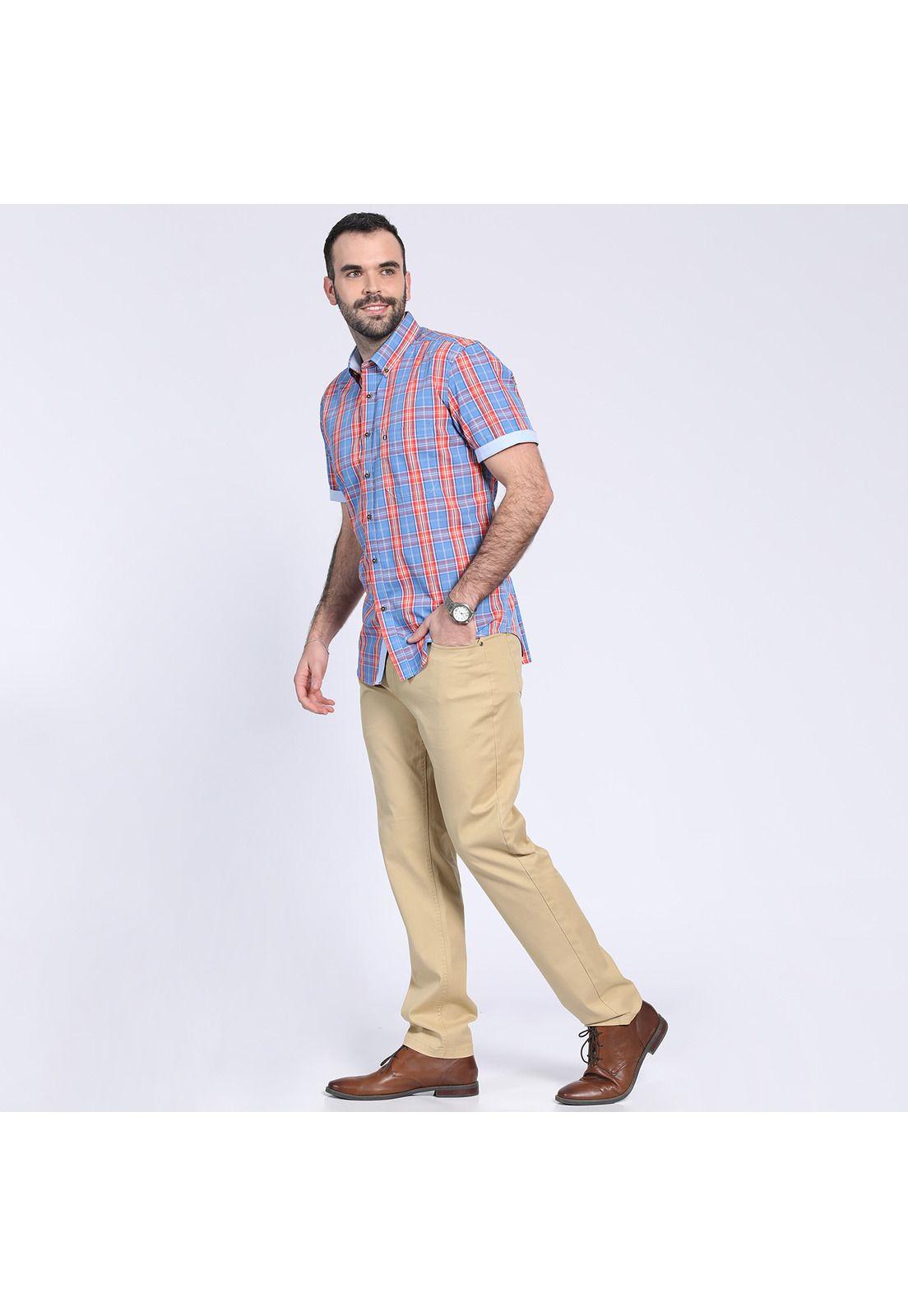 Camisa Cuadros Multicolor Celeste-2