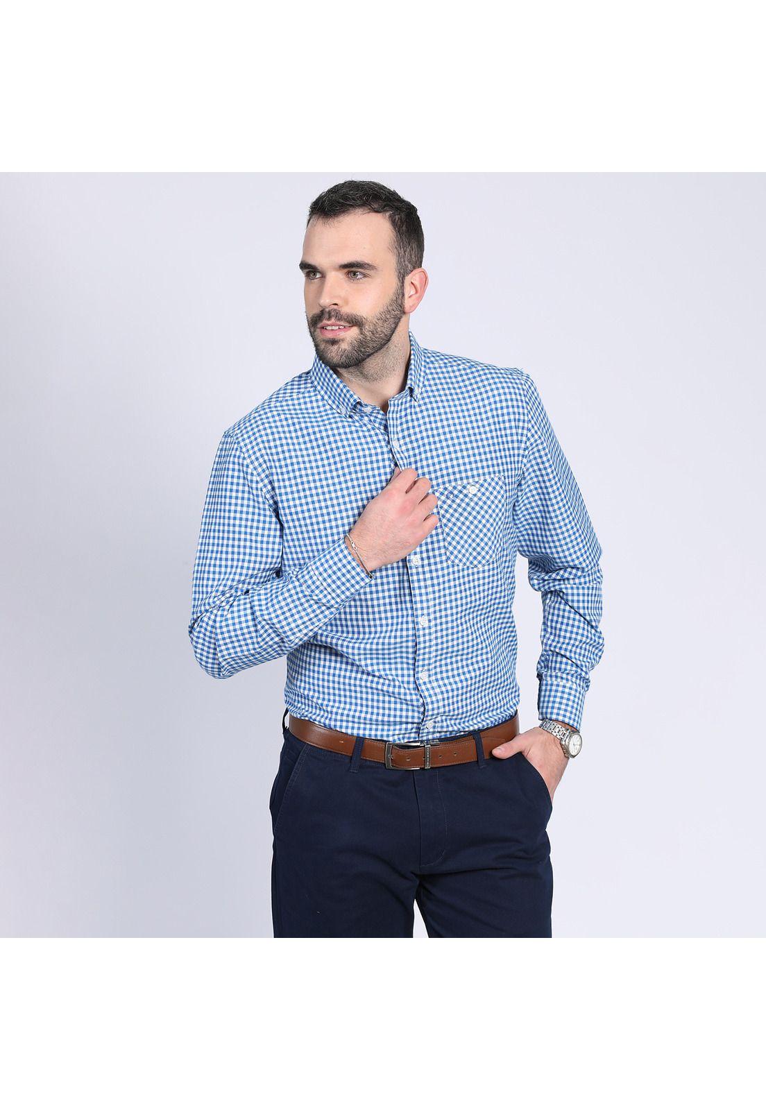 Camisa Oxford Check Azul-0