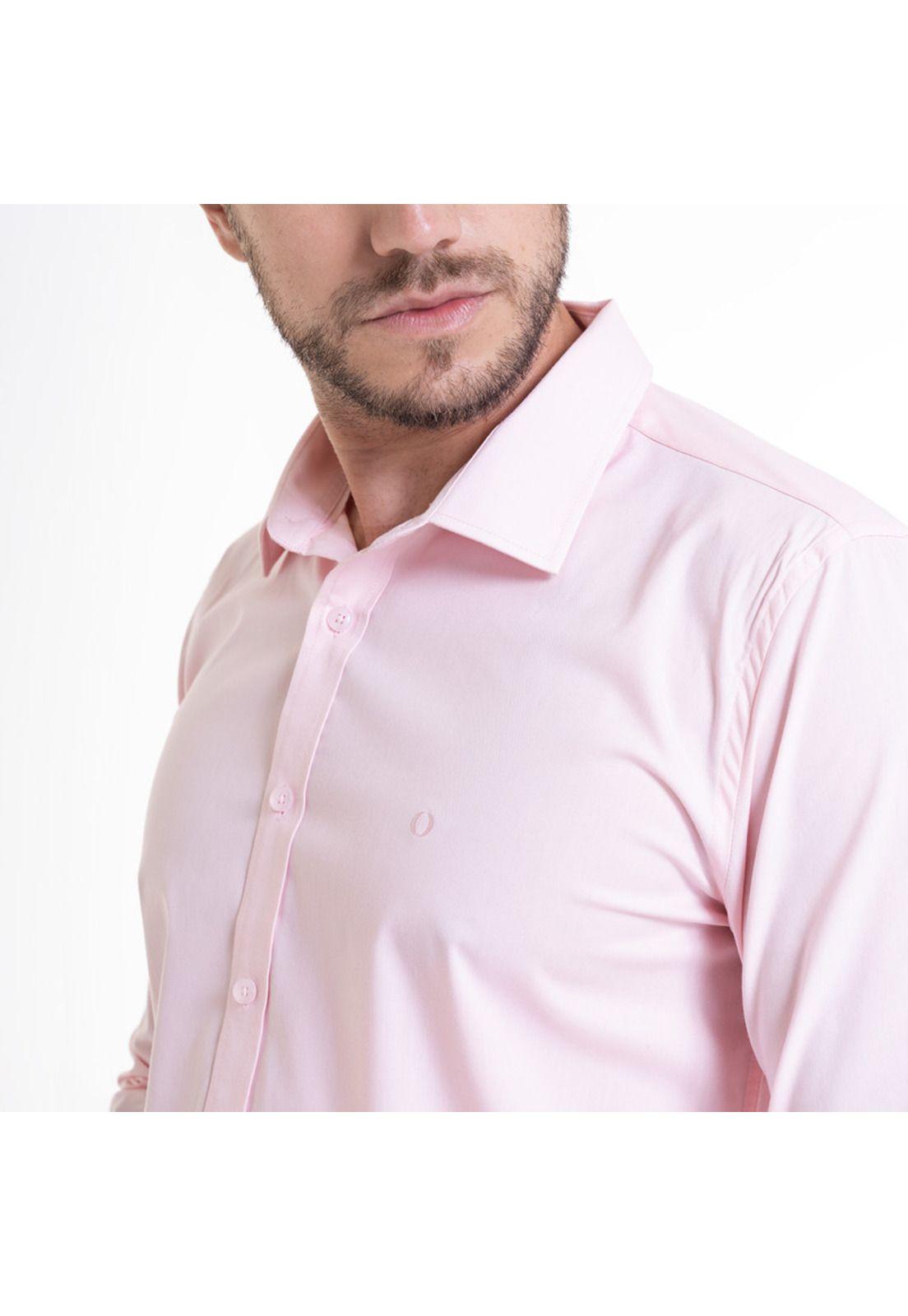 Camisa Lisa Básica Slim Fit Rosado Hombre Casual-3