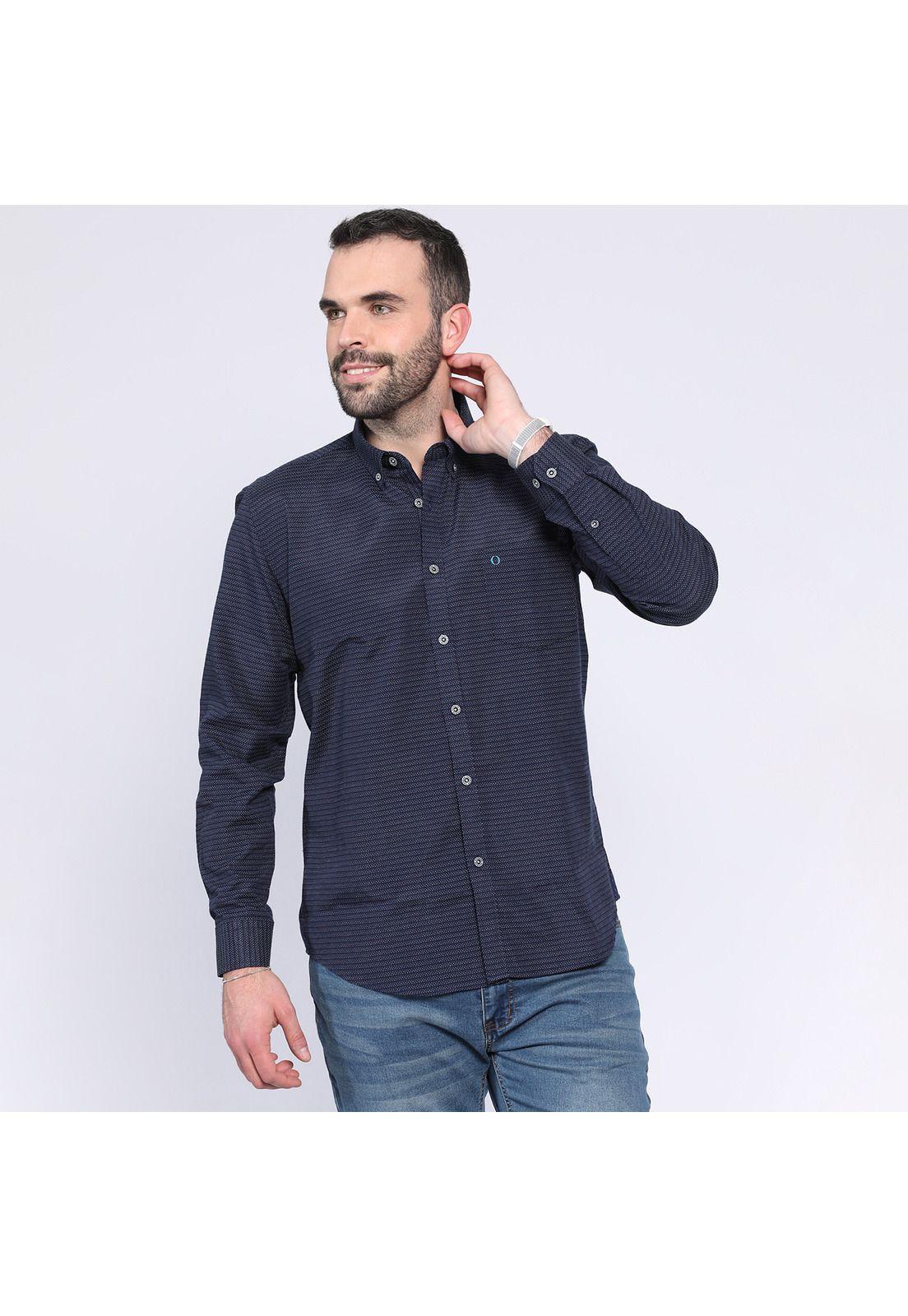 Camisa Jacquard Sport Azul-1