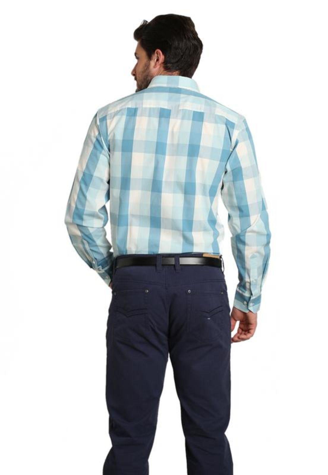 Camisa Diseño Algodón Slim Fit Azul Piedra-2