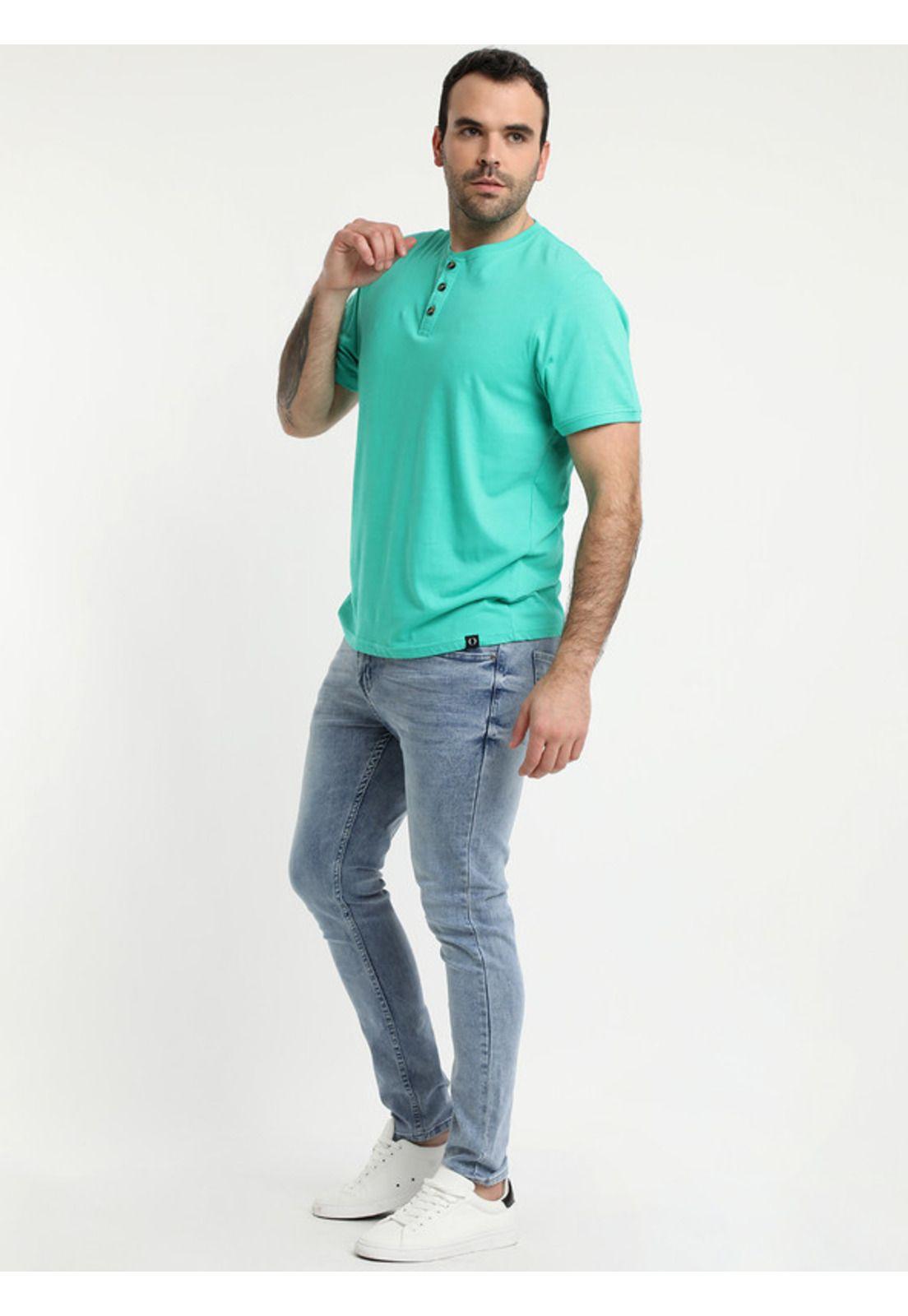 Polera Jersey Botones En Cuello Turquesa-2