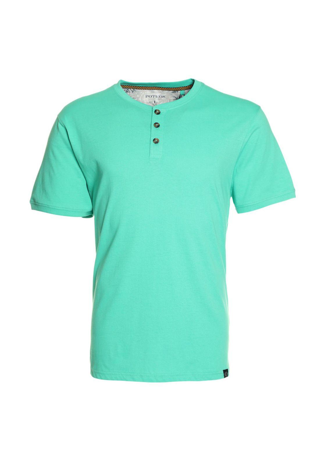 Polera Jersey Botones En Cuello Turquesa-3