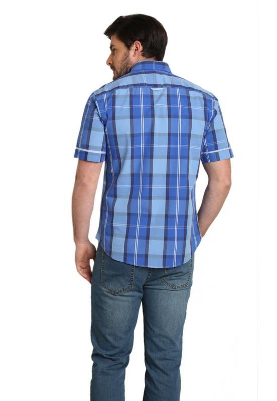 Camisa Diseño Algodón MC Slim Fit Azul Rey-2