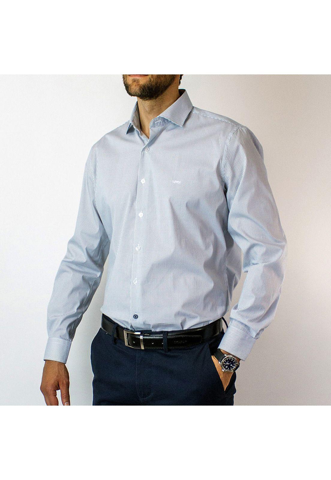 Camisa Trevira Estampada Cuello Sport Spandex Slim Fit-1