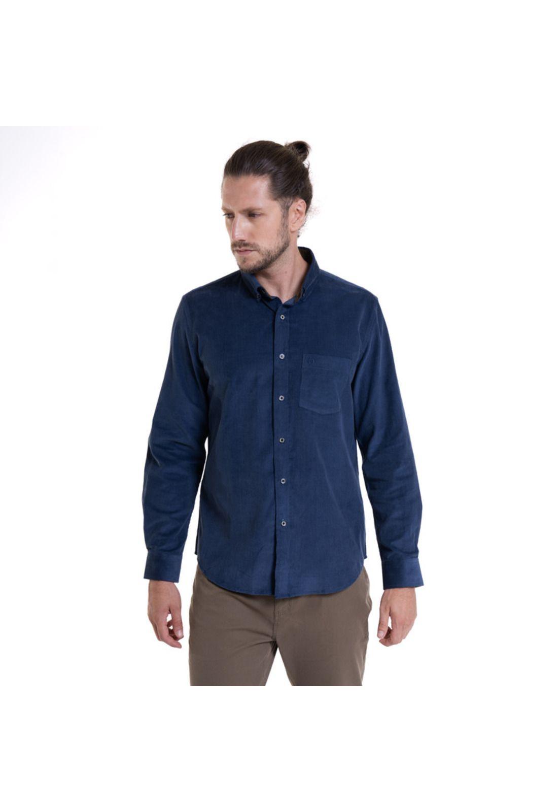 Camisa Cotelé Azul-0