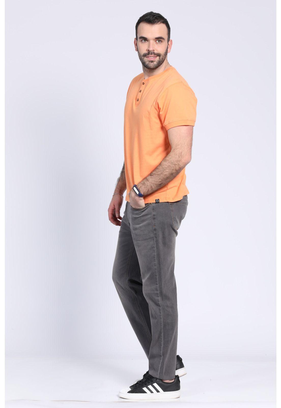 Polera Jersey Botones En Cuello Naranja Claro-2