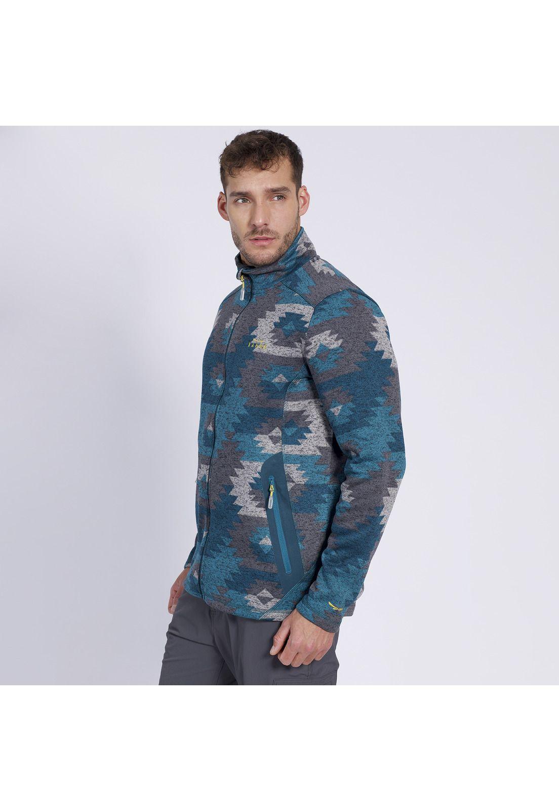Polar Etnico Print Full Zip Hombre Turquesa-0