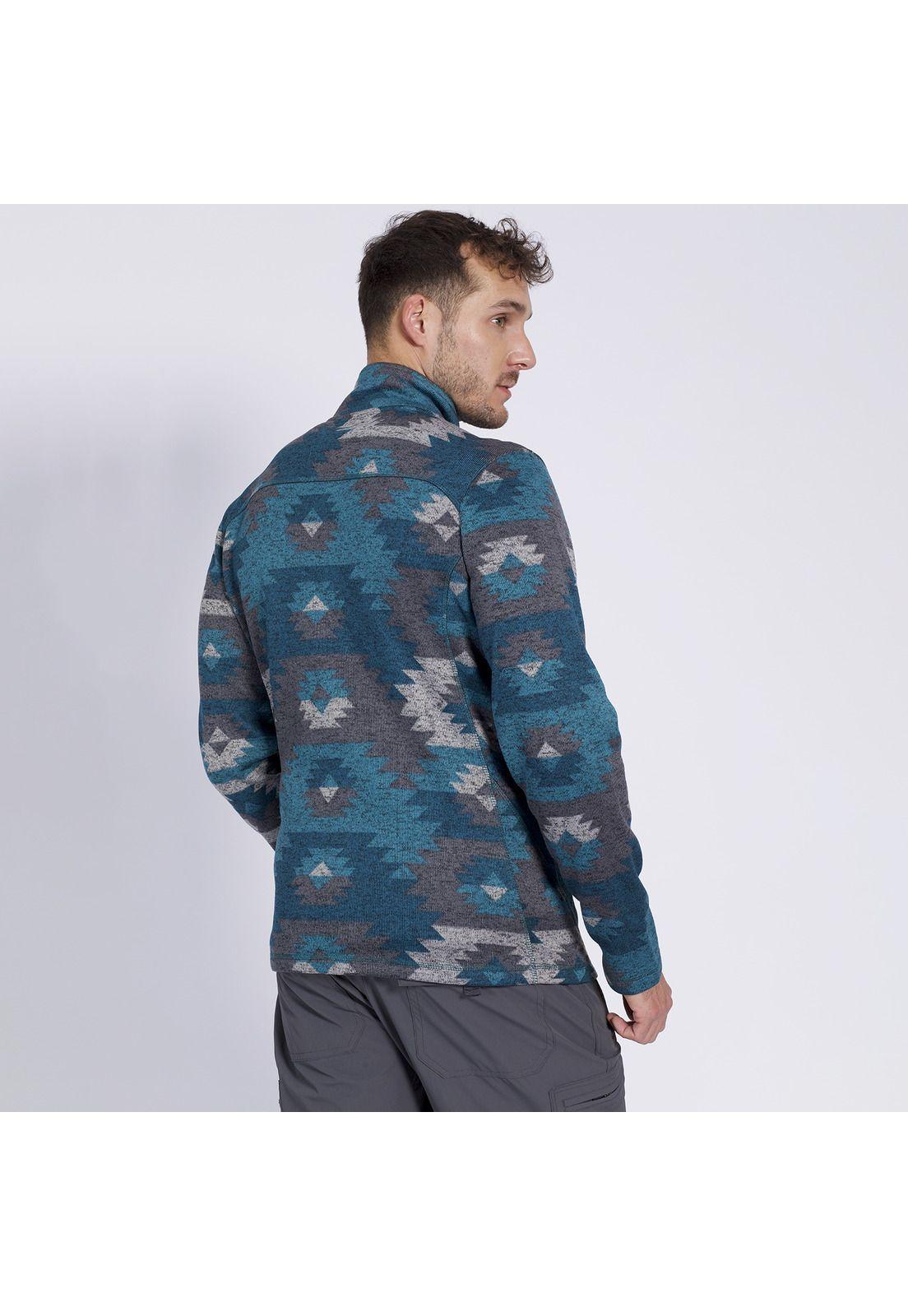 Polar Etnico Print Full Zip Hombre Turquesa-1
