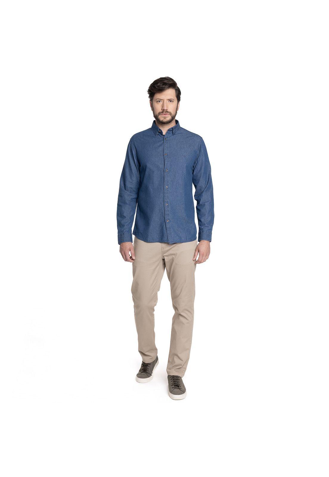 CAMISA HOMBRE CASUAL MANGA LARGA DENIM CADIZ-1
