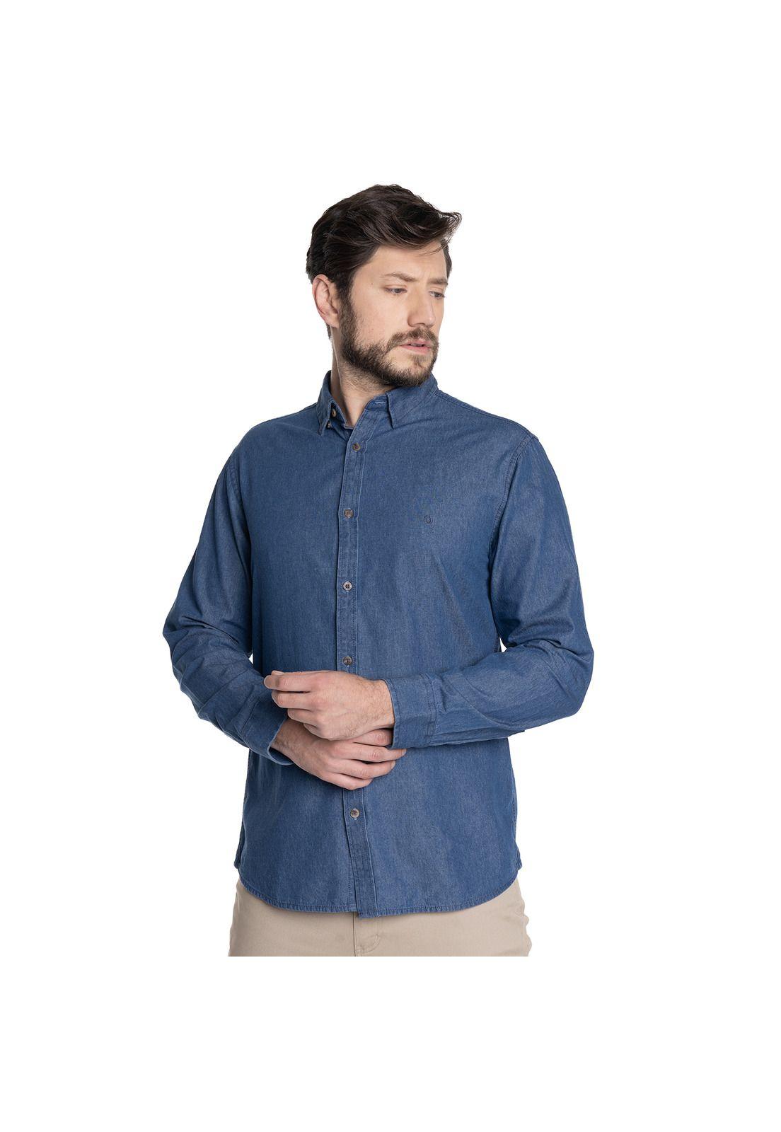 CAMISA HOMBRE CASUAL MANGA LARGA DENIM CADIZ-2