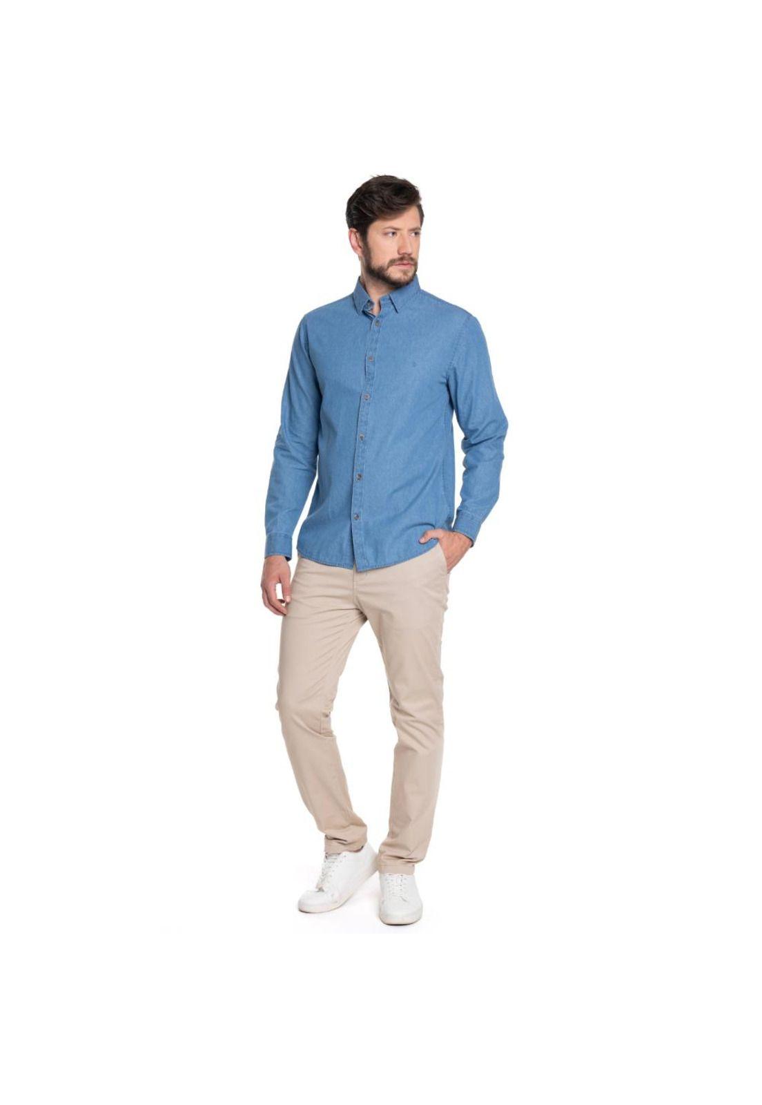 CAMISA HOMBRE CASUAL MANGA LARGA DENIM CADIZ-3