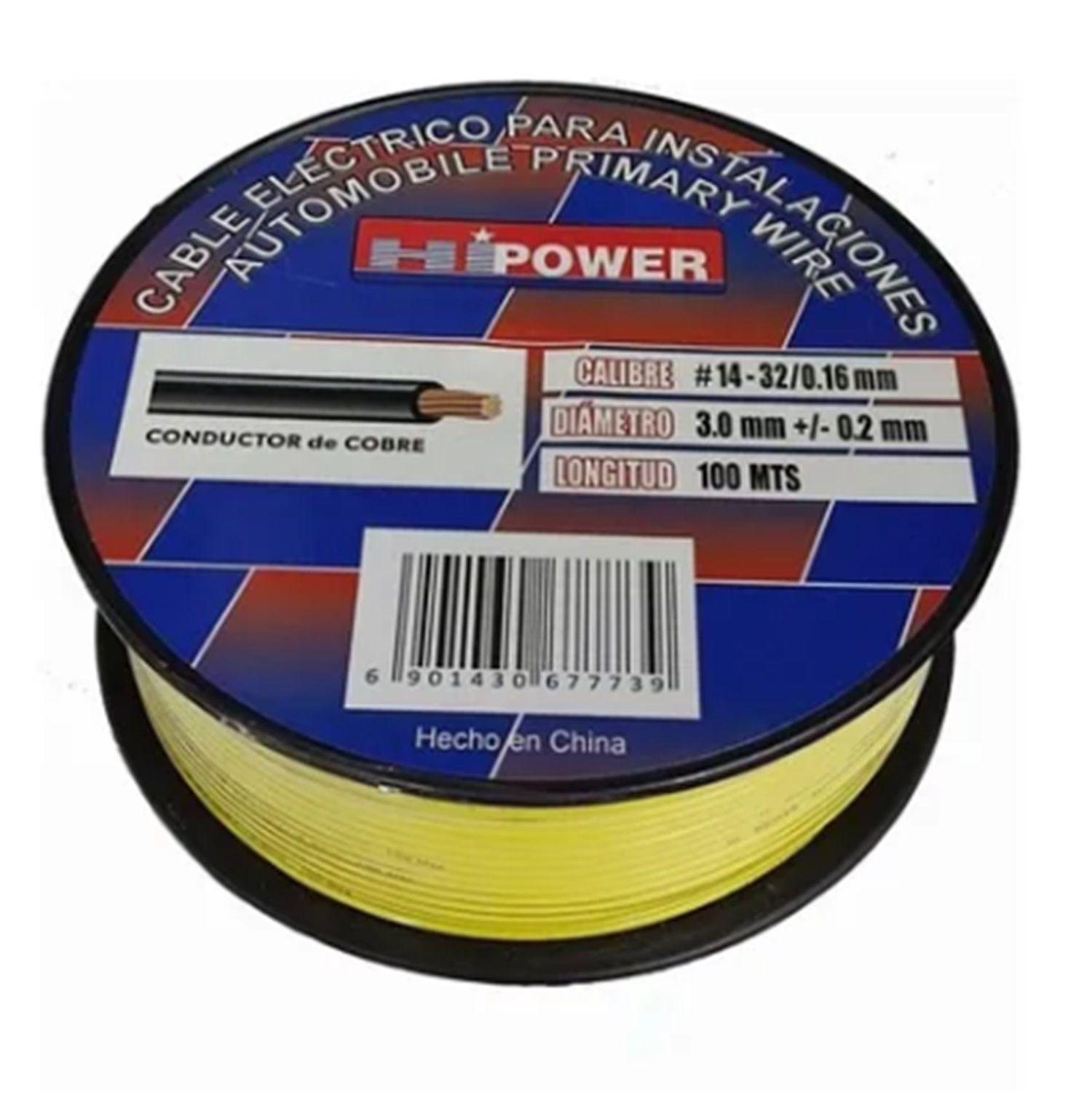100 METROS DE CABLE AUTOMOTRIZ 14 AWG AMARILLO-0