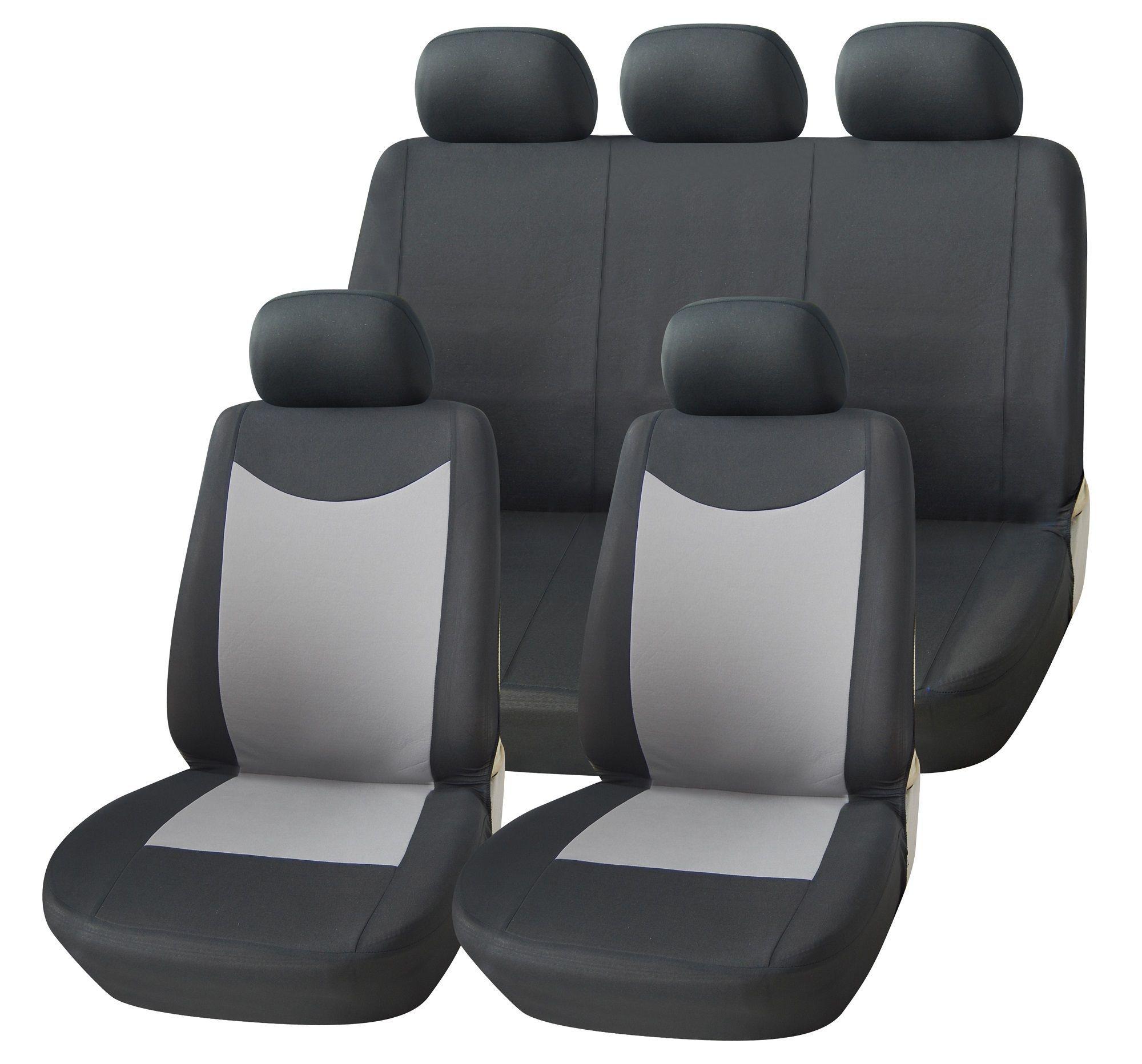Funda Cubre Asientos Auto 9 Piezas Negro Gris-0