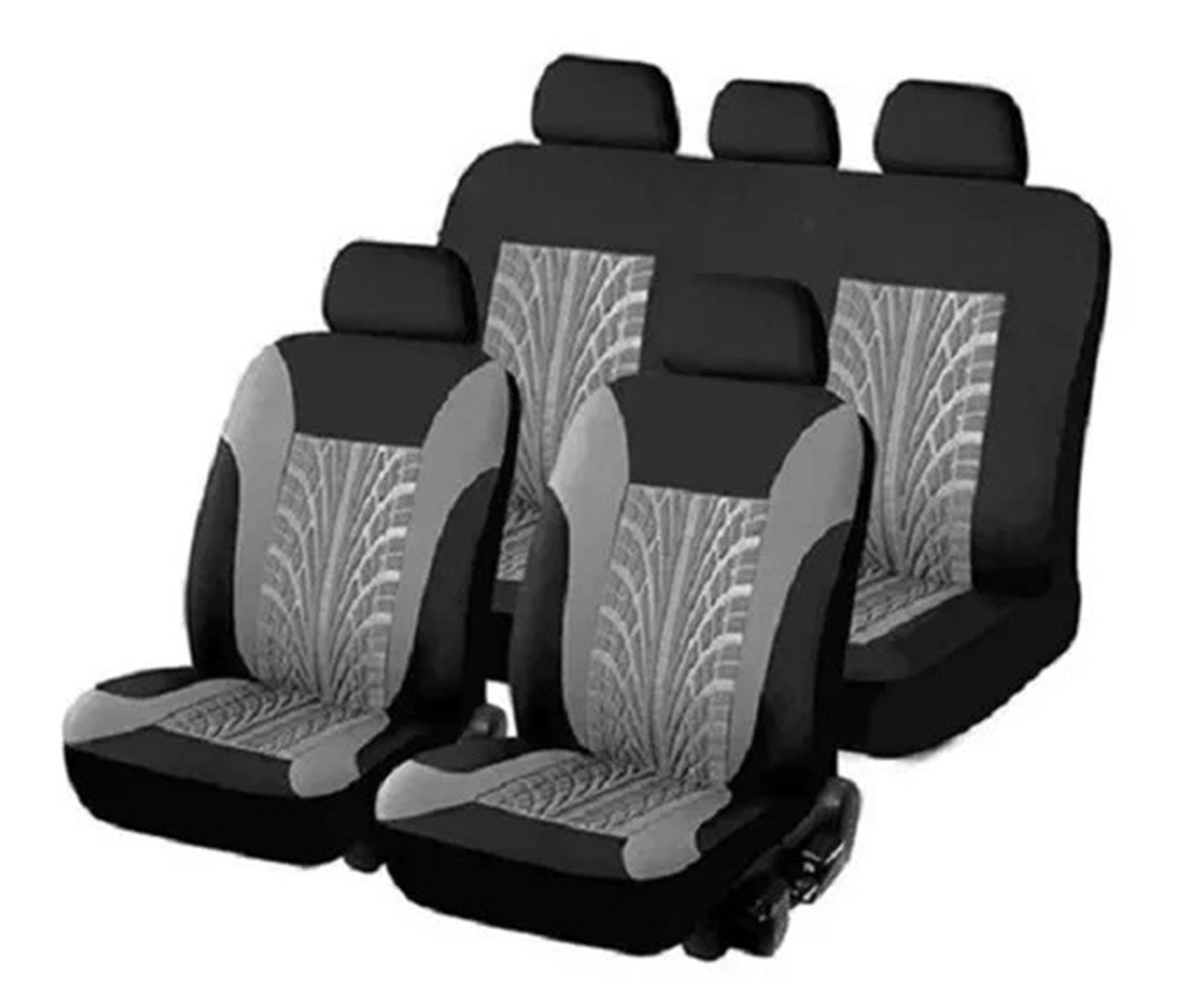 Funda Cubre Asiento 8 Piezas Gris/Negro-0