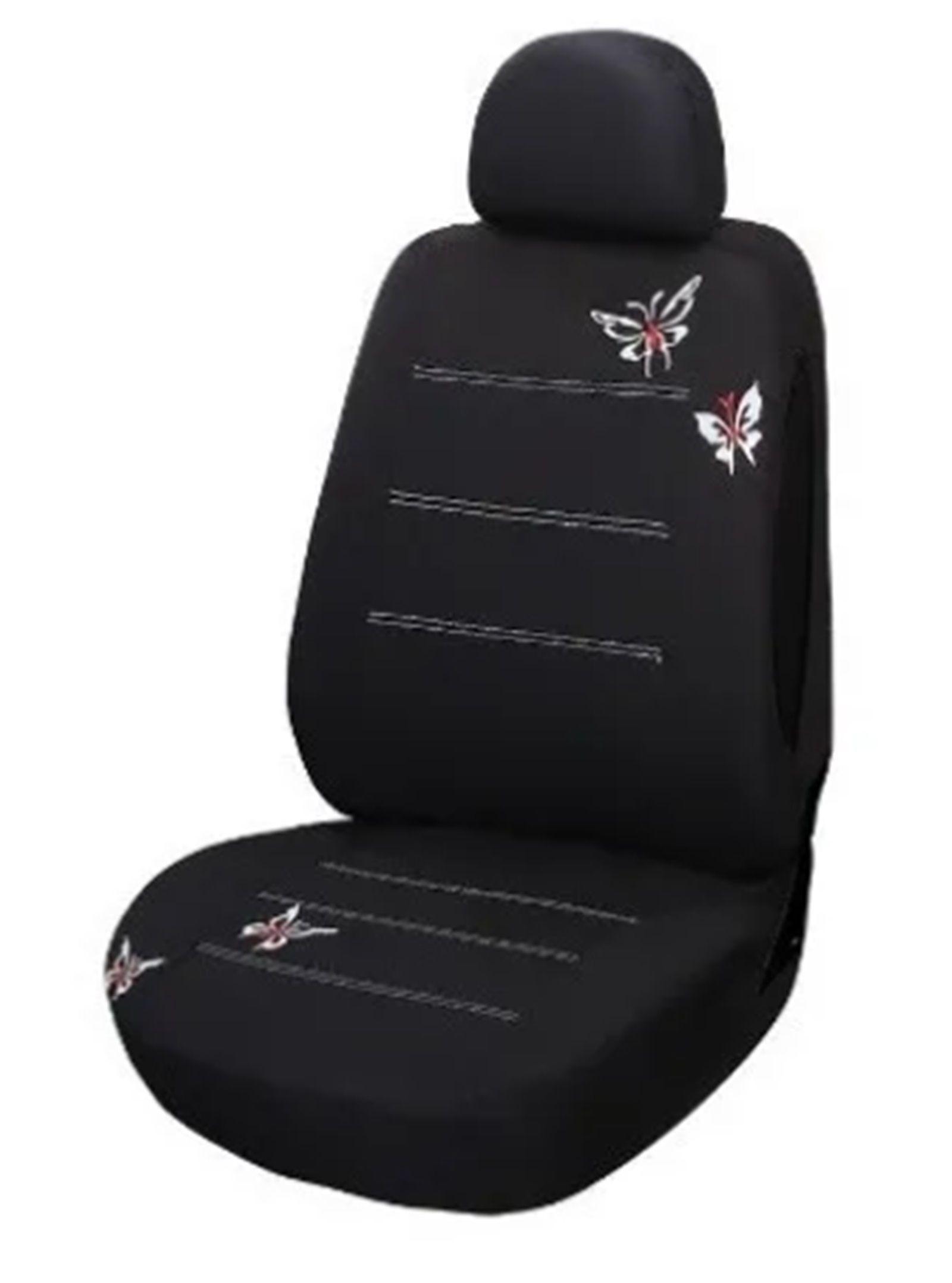 Funda Cubre Asiento 9Pzs Negro Diseño Mariposa -1