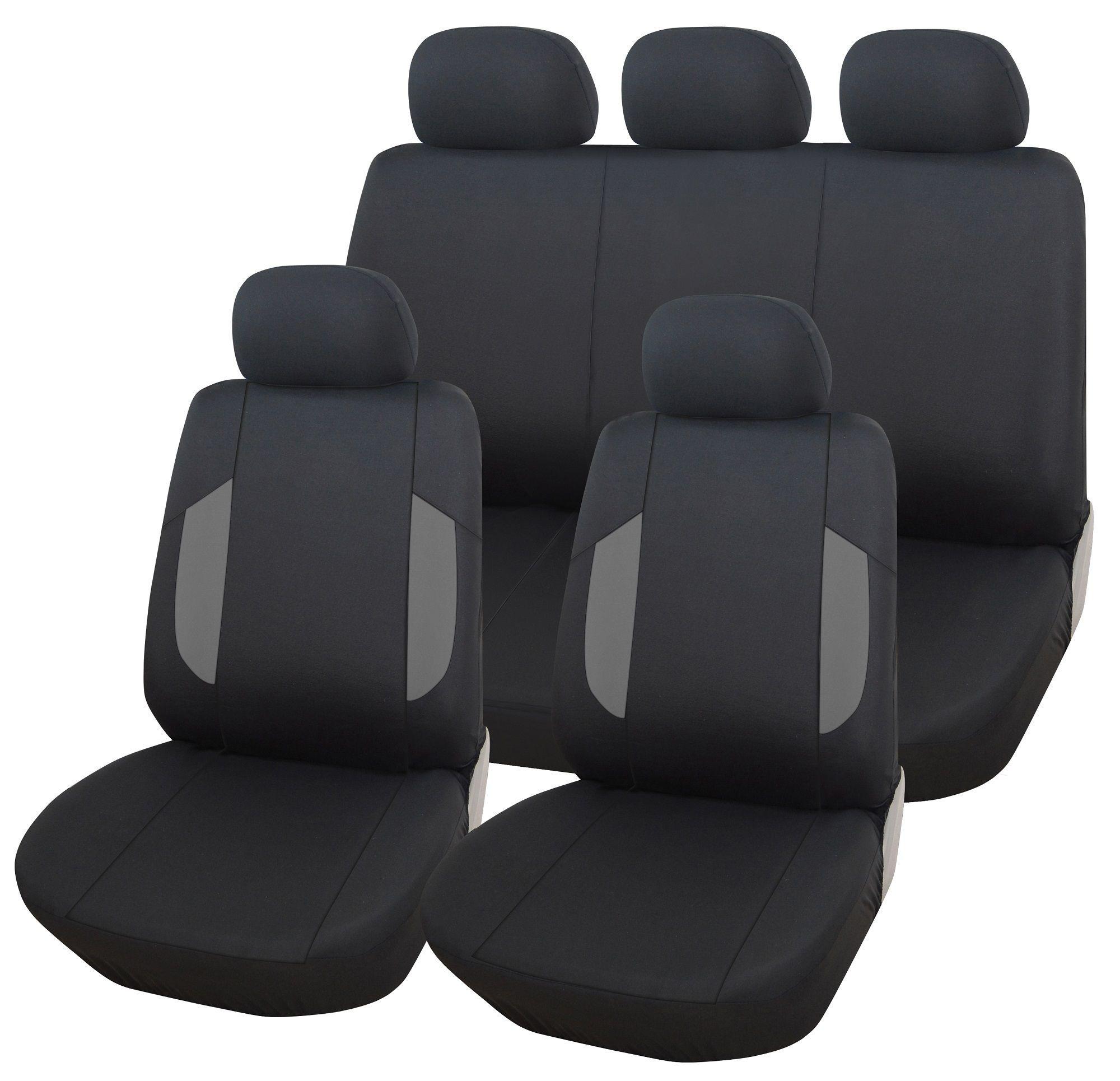 Funda Cubre Asientos Auto 9 Piezas Negro/Gris-0