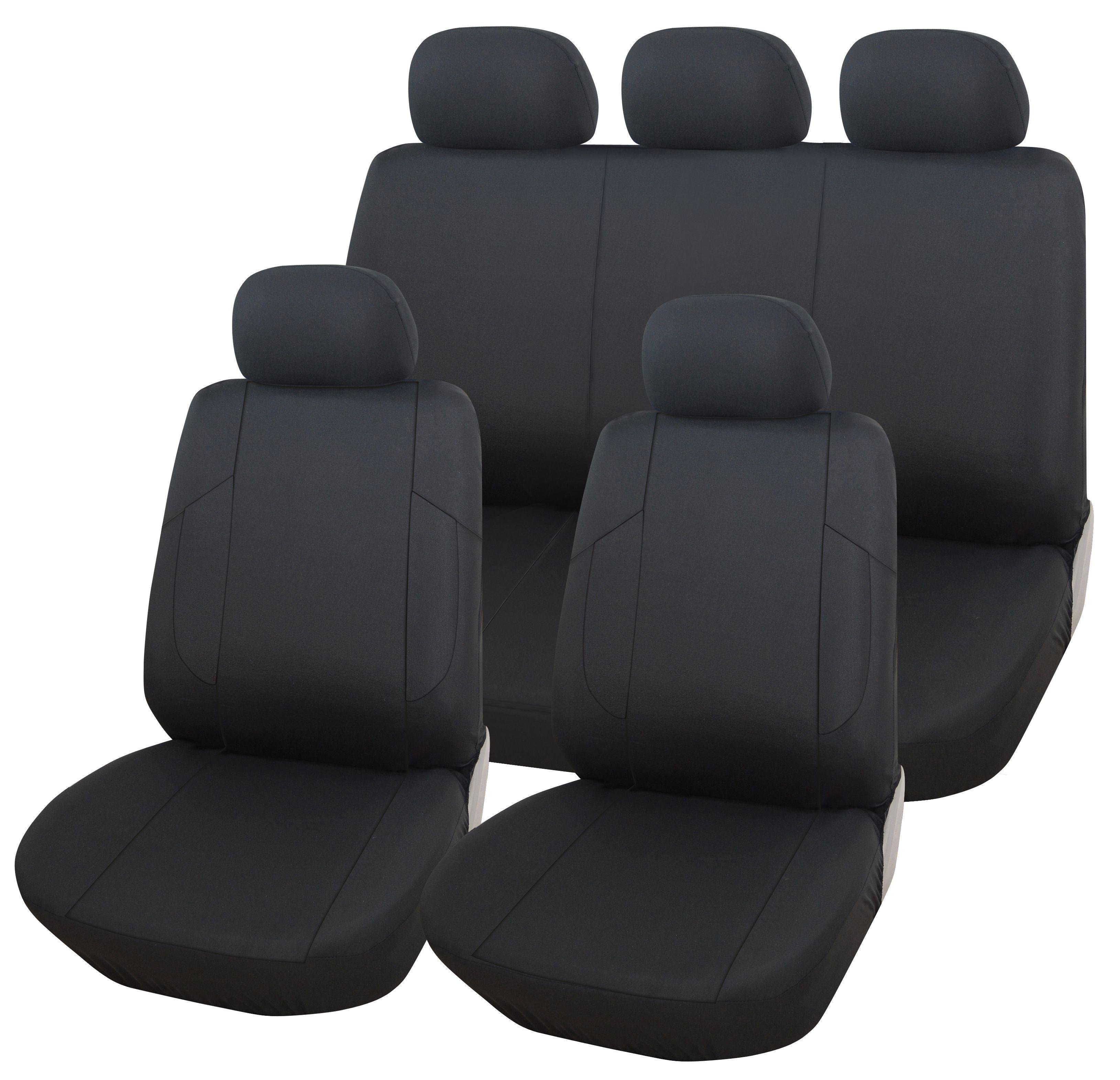 Funda Cubre Asientos Auto 9 Piezas Negro/Negro-0