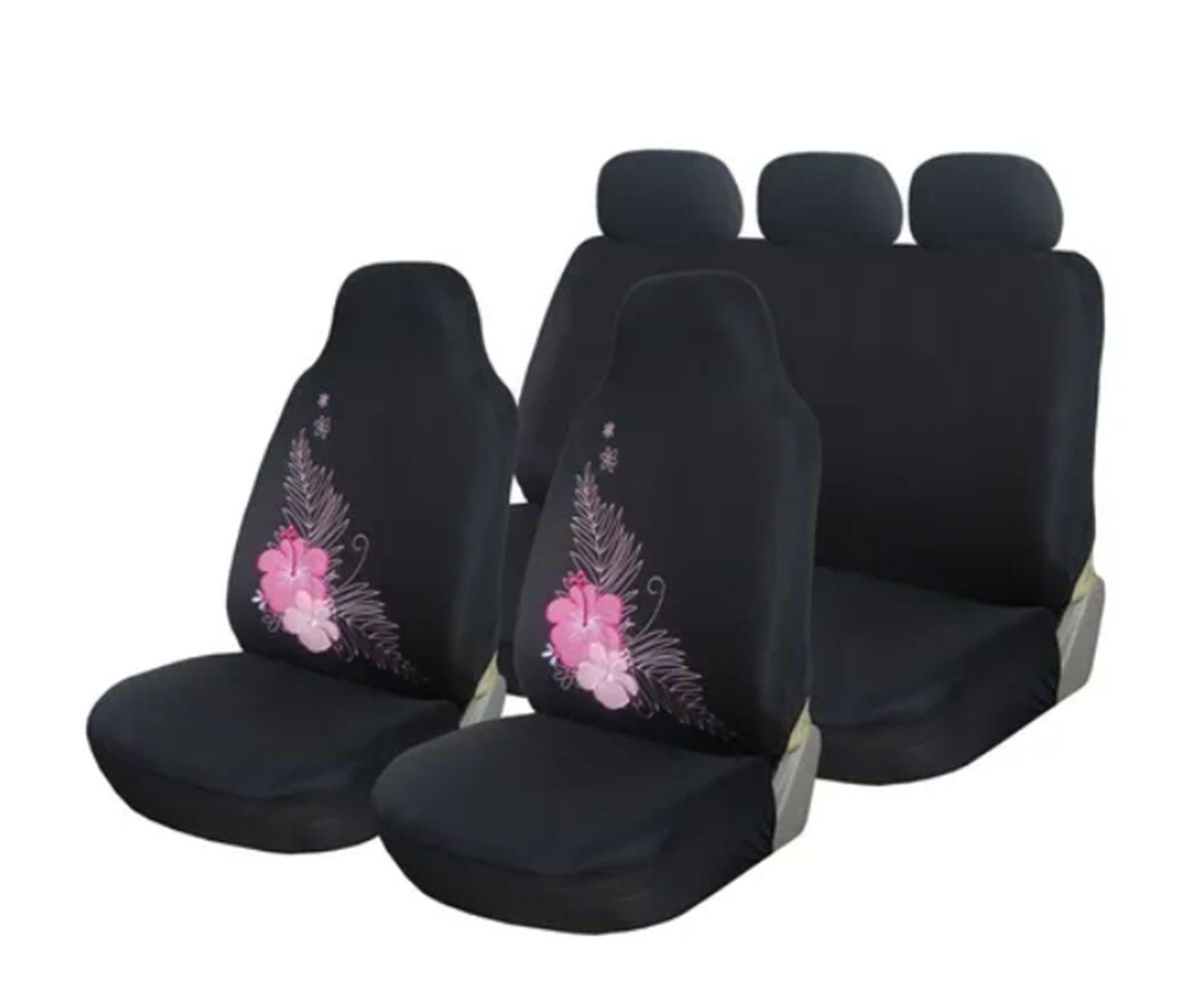 Funda Cubre Asiento Auto 9 Piezas Diseño Flores-0