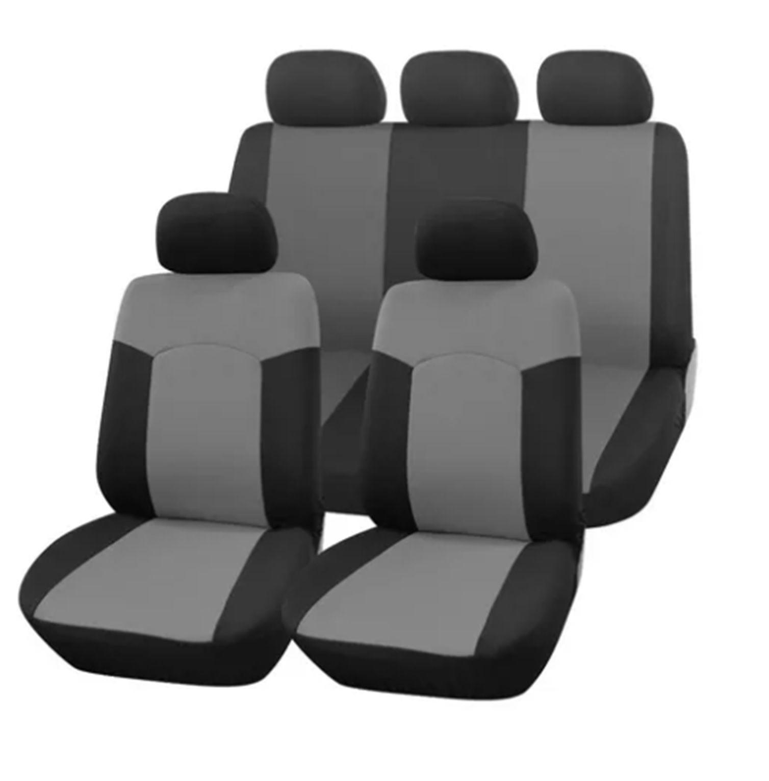 Funda Cubre Asientos Auto 9 Piezas Bd Gris-0