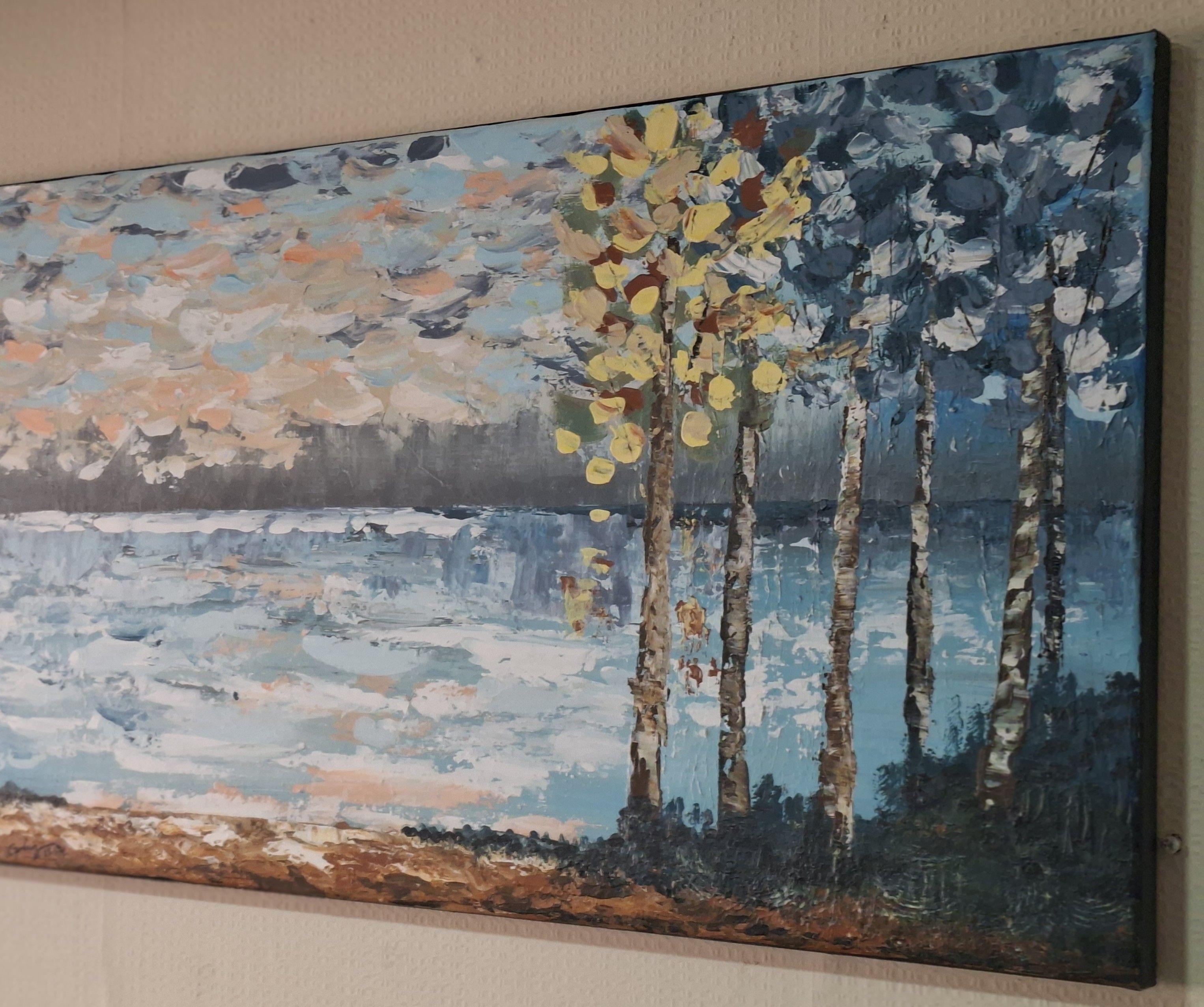 Cuadro Decorativo Serenidad Pintura Acrílica sobre Lienzo 50x120 cm GiuArts-2