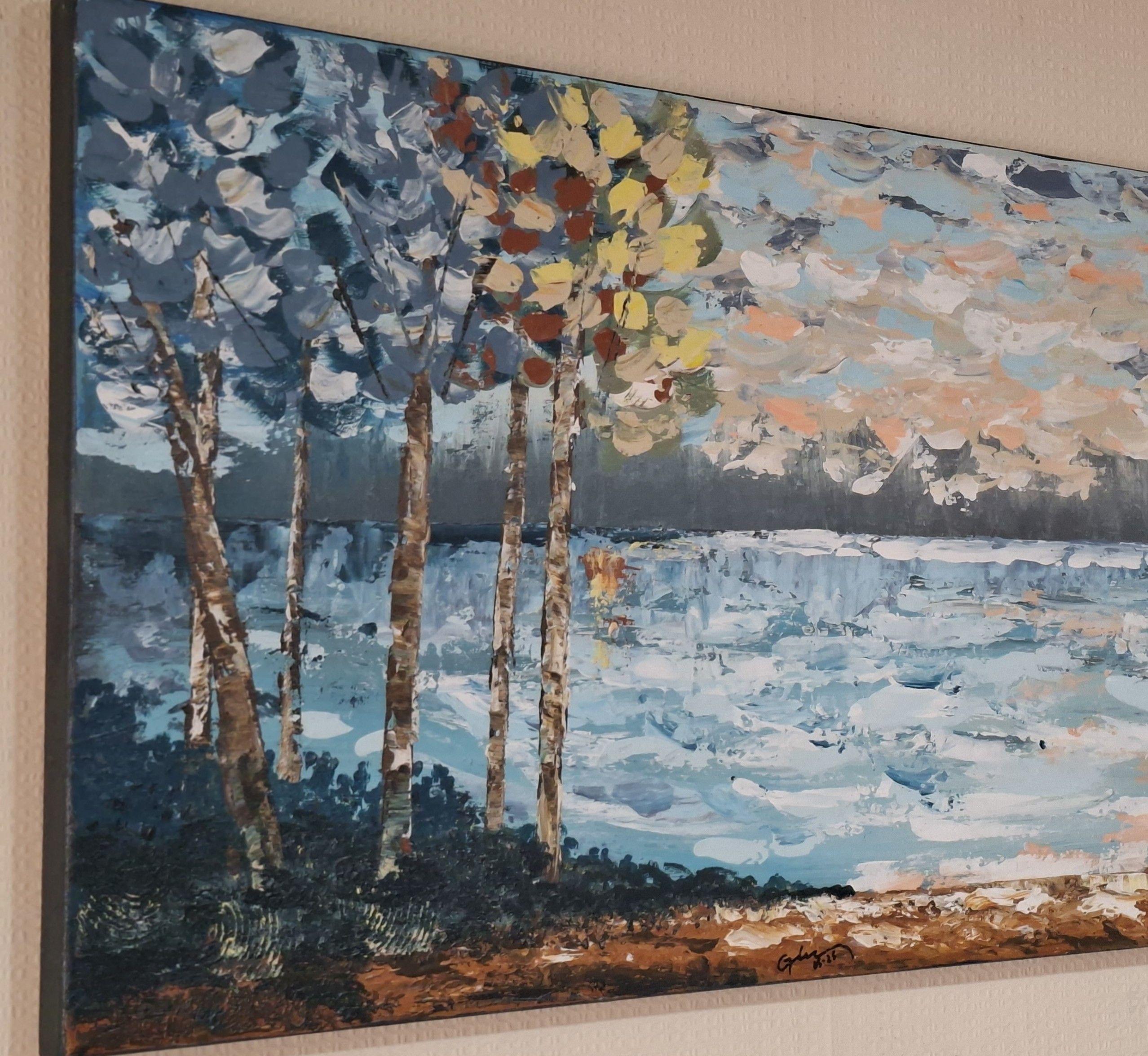 Cuadro Decorativo Serenidad Pintura Acrílica sobre Lienzo 50x120 cm GiuArts-3