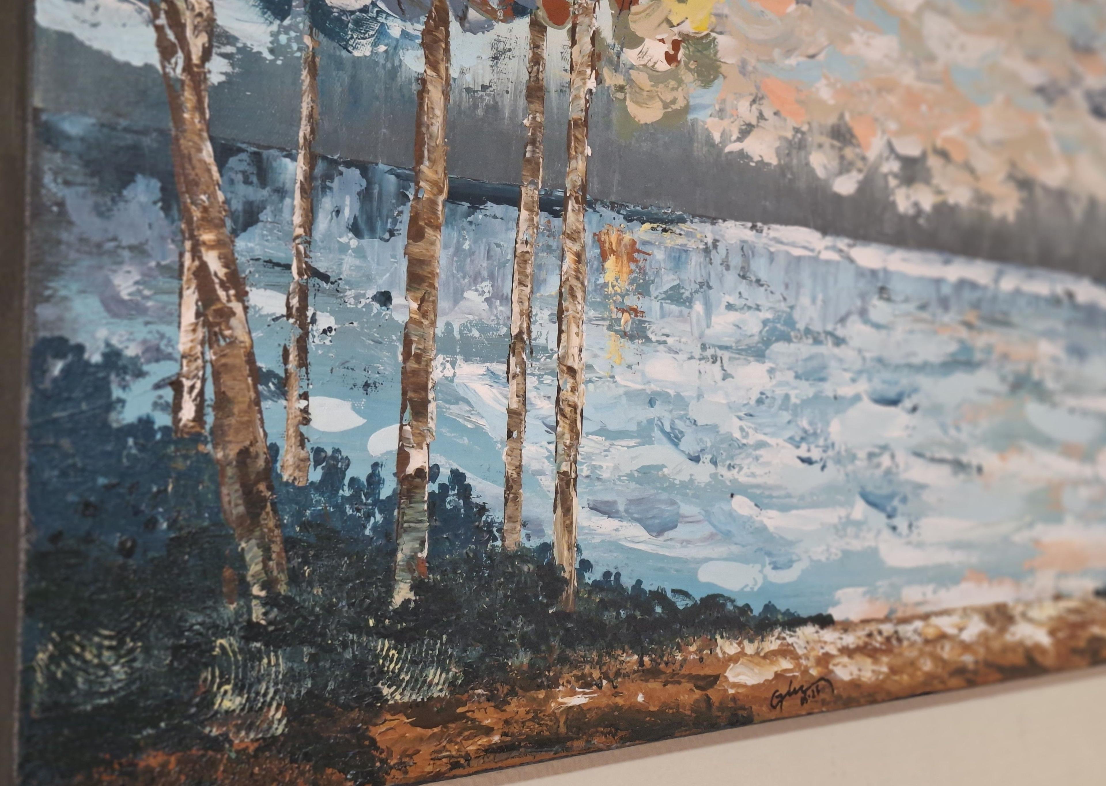 Cuadro Decorativo Serenidad Pintura Acrílica sobre Lienzo 50x120 cm GiuArts-4