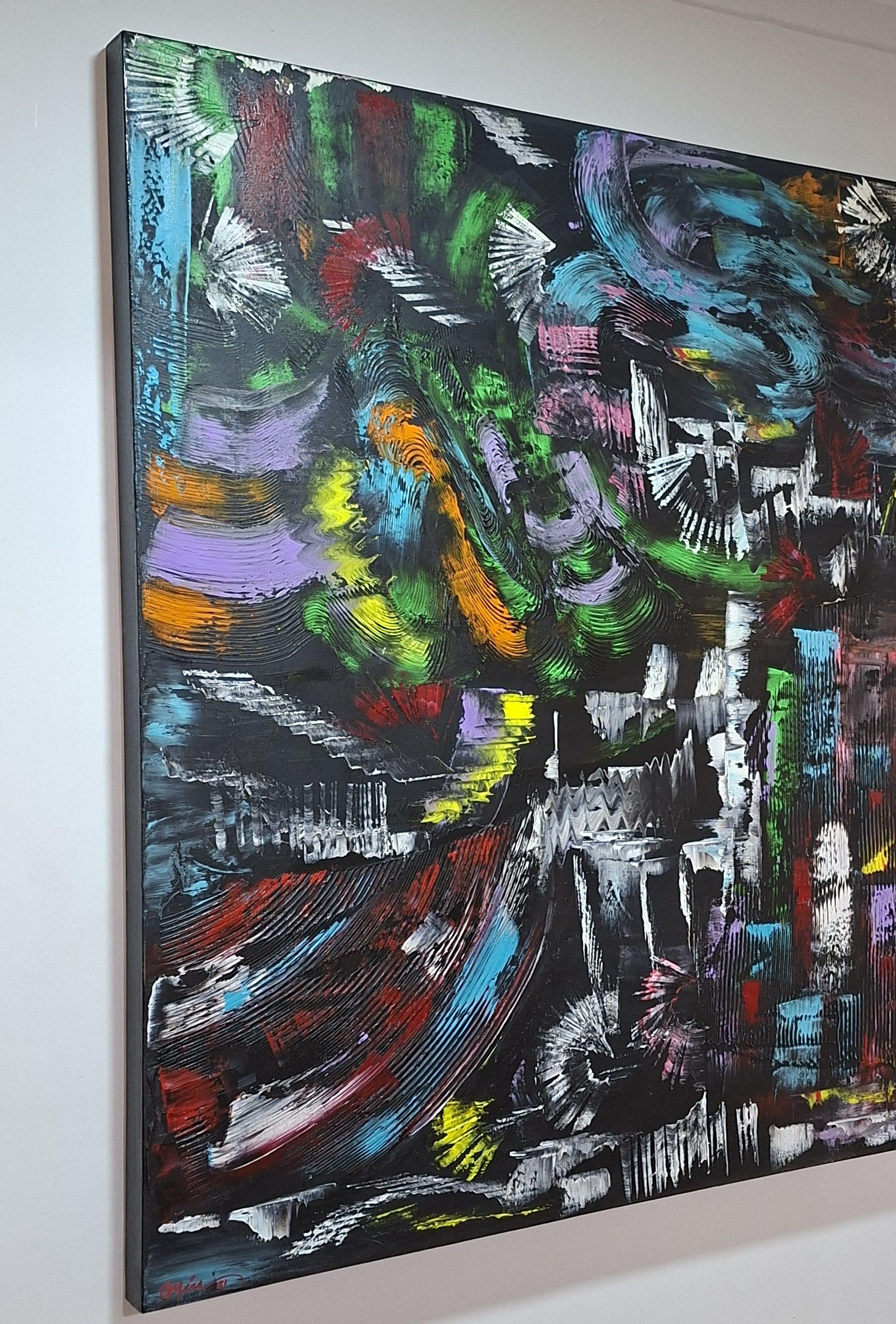 Cuadro Decorativo Movimiento Pintura Óleo sobre Lienzo 100x100 cm GiuArts-3