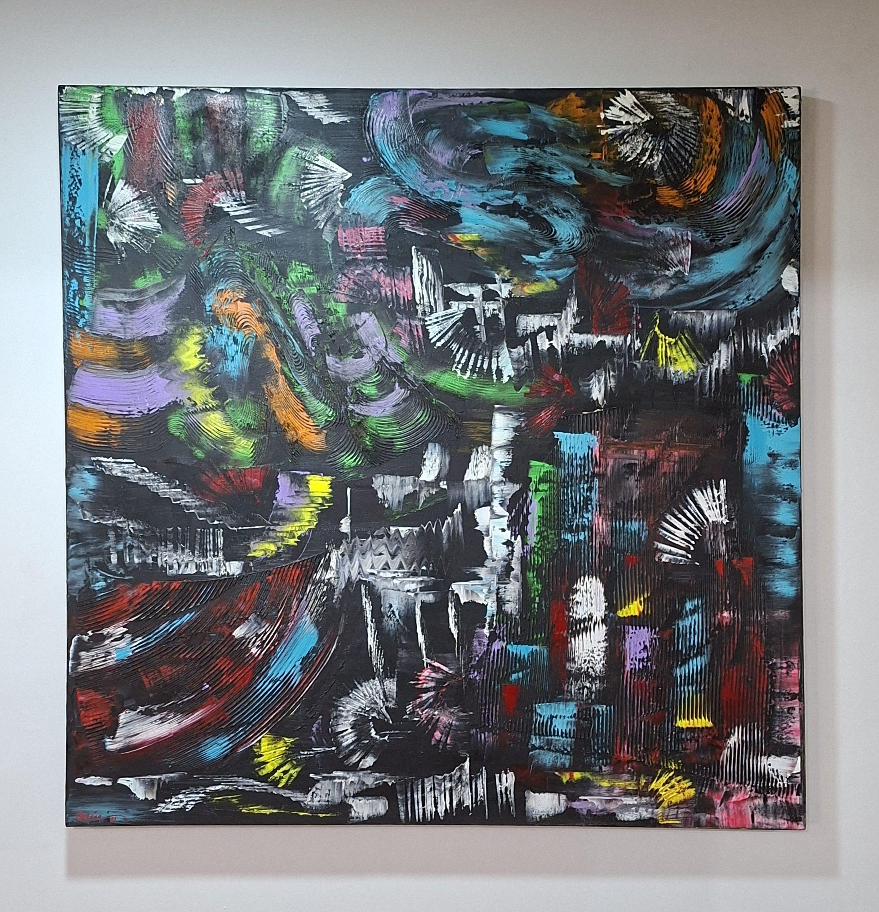 Cuadro Decorativo Movimiento Pintura Óleo sobre Lienzo 100x100 cm GiuArts-4