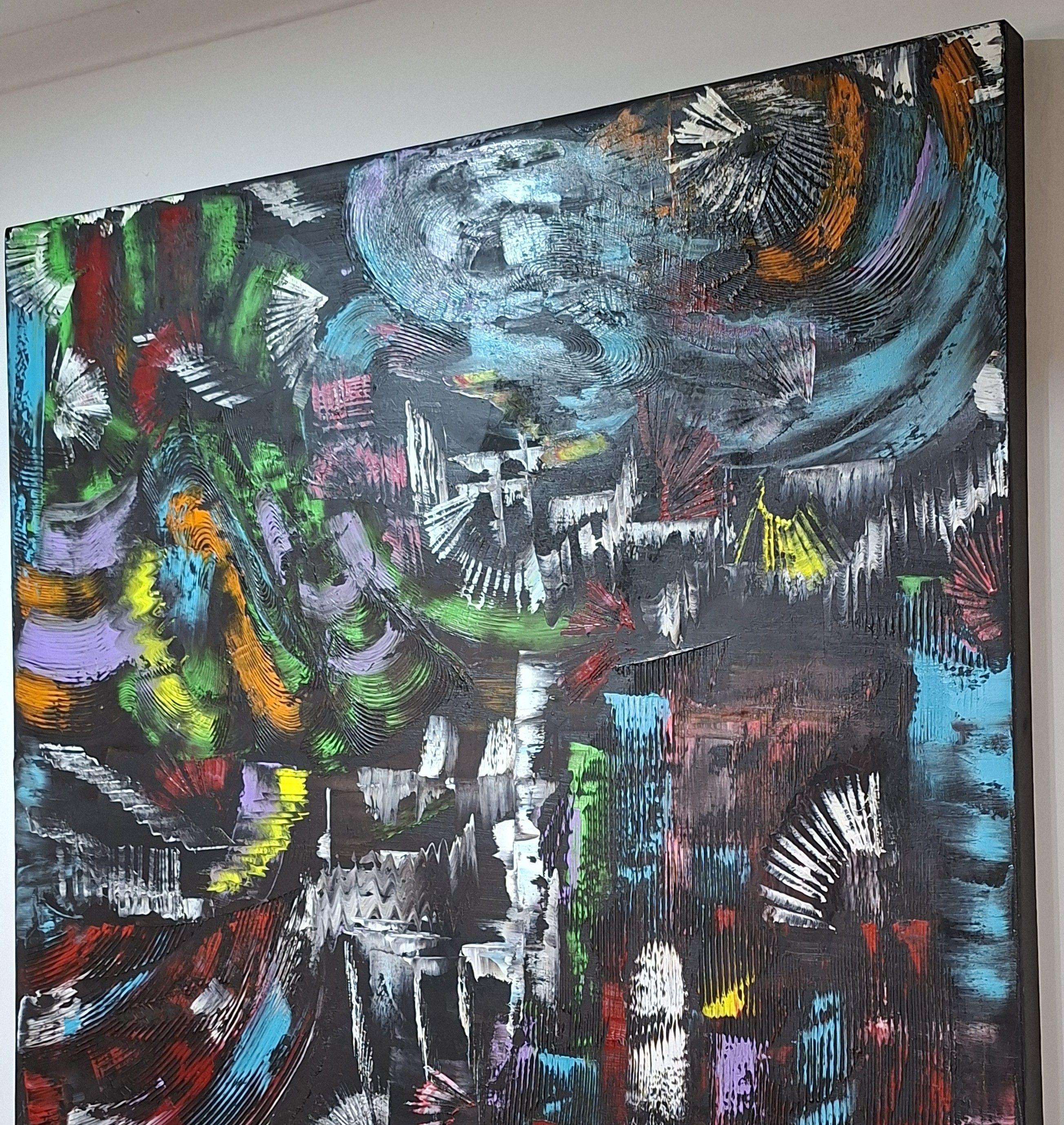 Cuadro Decorativo Movimiento Pintura Óleo sobre Lienzo 100x100 cm GiuArts-5