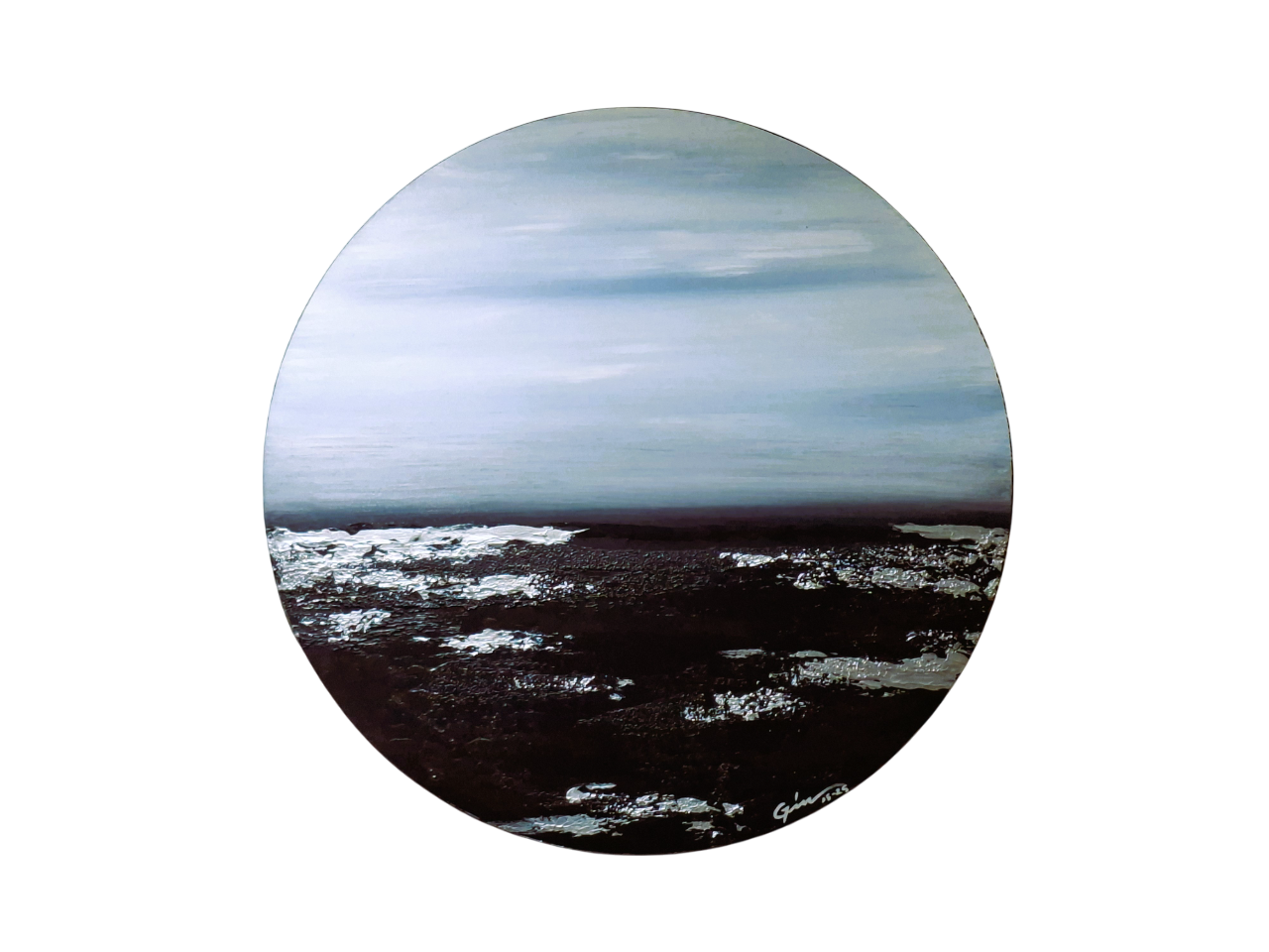 Cuadro Decorativo Circular Línea Silver Técnica Mixta 70 cm Diámetro GiuArts-2